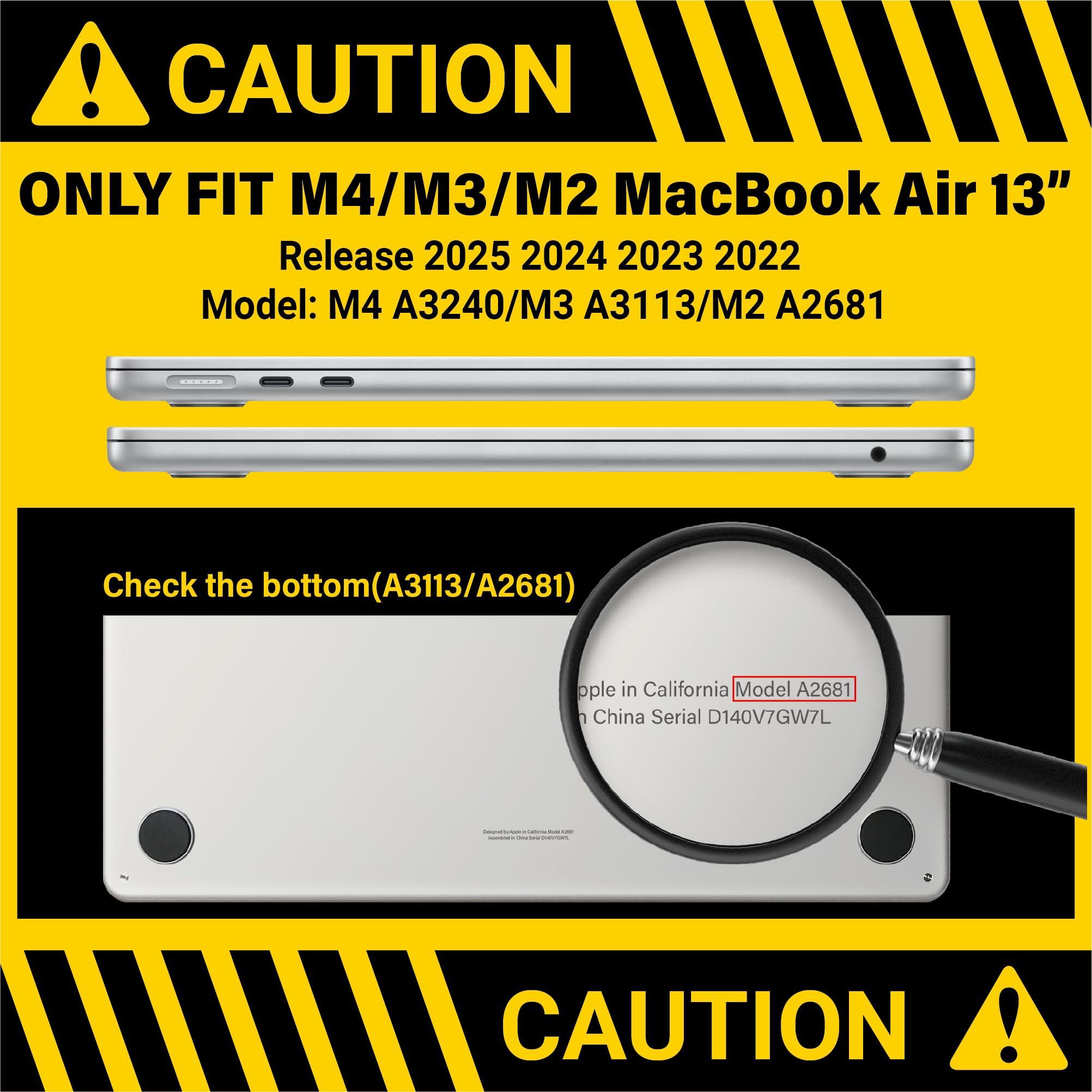 IBENZER Compatible with 2025 2024 2023 2022 MacBook Air 13 inch Case M4 A3240 M3 A3113 M2 A2681, Hardshell Case & KeyboardCover & ScreenFilm & Type-C for Mac Air 13.6, Crystal Clear, AT13-KK-CYCL+2TC - Image 2