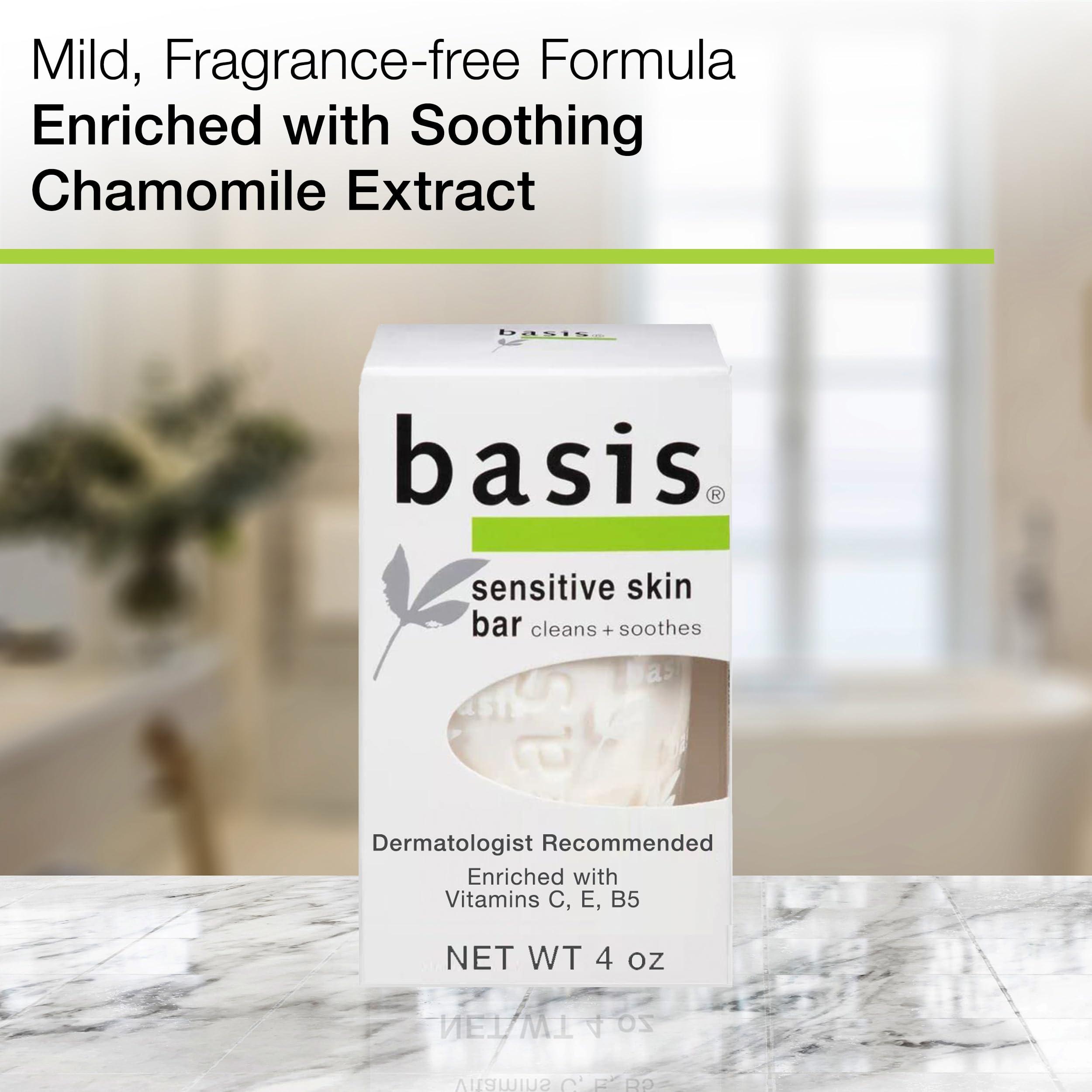 Basis Sensitive Skin Bar Soap for Body, Hands and Face, Unscented Soap Bar for Sensitive Skin with Chamomile and Aloe Vera, 4 Oz, Pack of 6 - Image 2