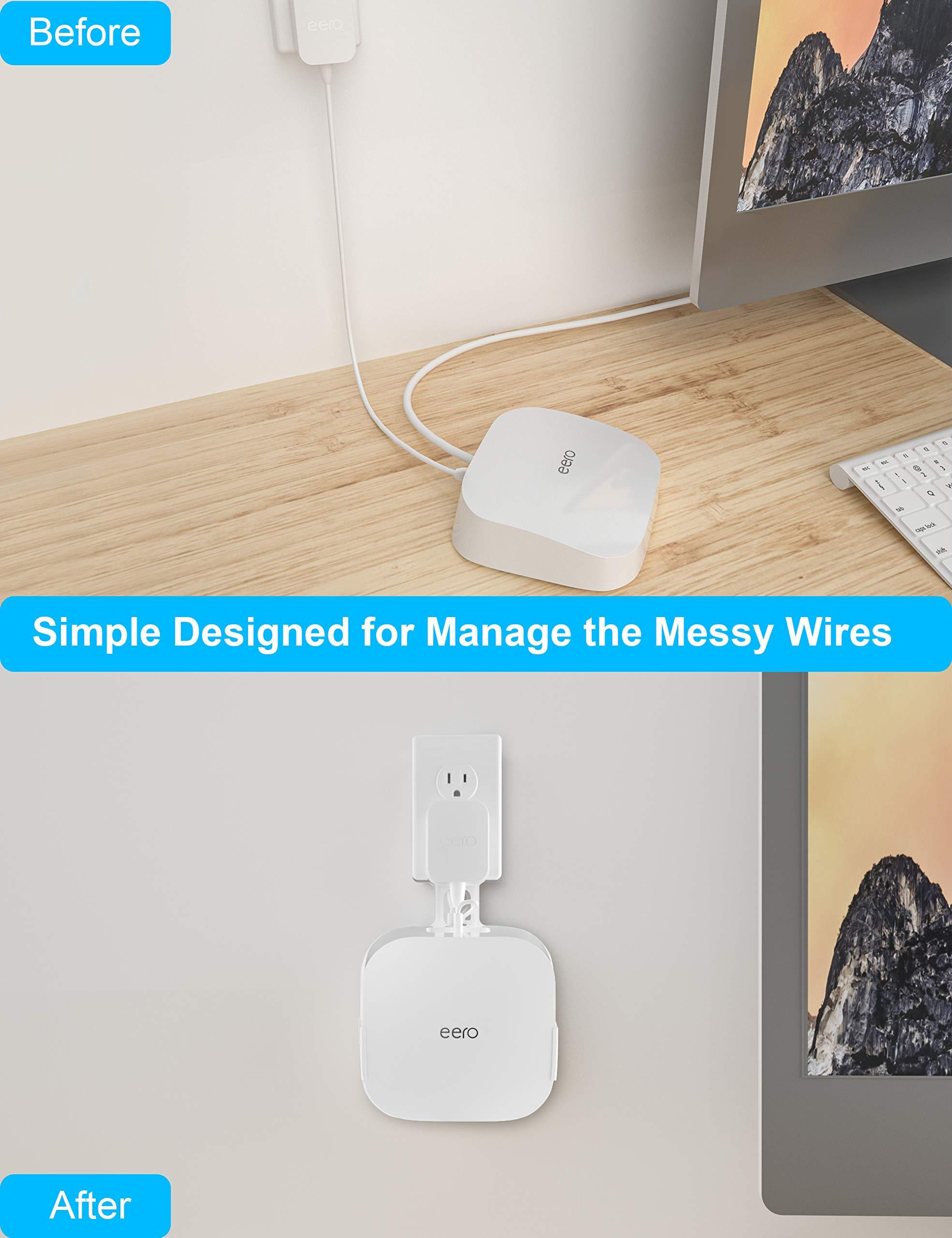 COOLWUFAN Wall Mount Holder for eero Pro 6/6E Home WiFi System - Simple and Sturdy Stand Bracket for Tri-Band Mesh Wi-Fi 6 System (White, 3 Pack) - Image 4
