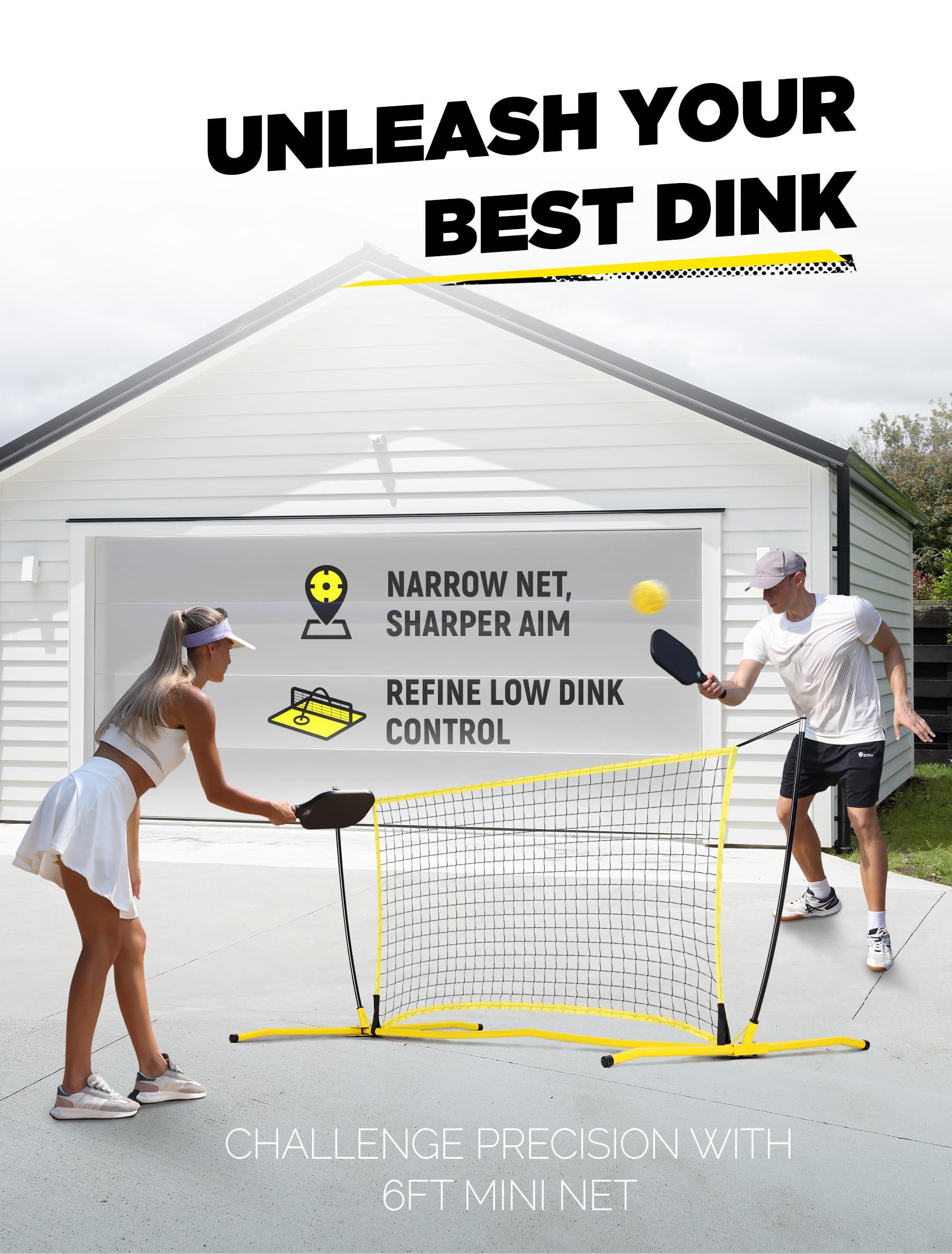 MerryMove Pickleball Practice Rebounder Net: Pickleball Rebounder or 6FT Mini Pickleball Net Portable for Outdoor Driveway Backyard and Indoor Garage - 2in1 Trainer for Dink Volley Training - Image 5