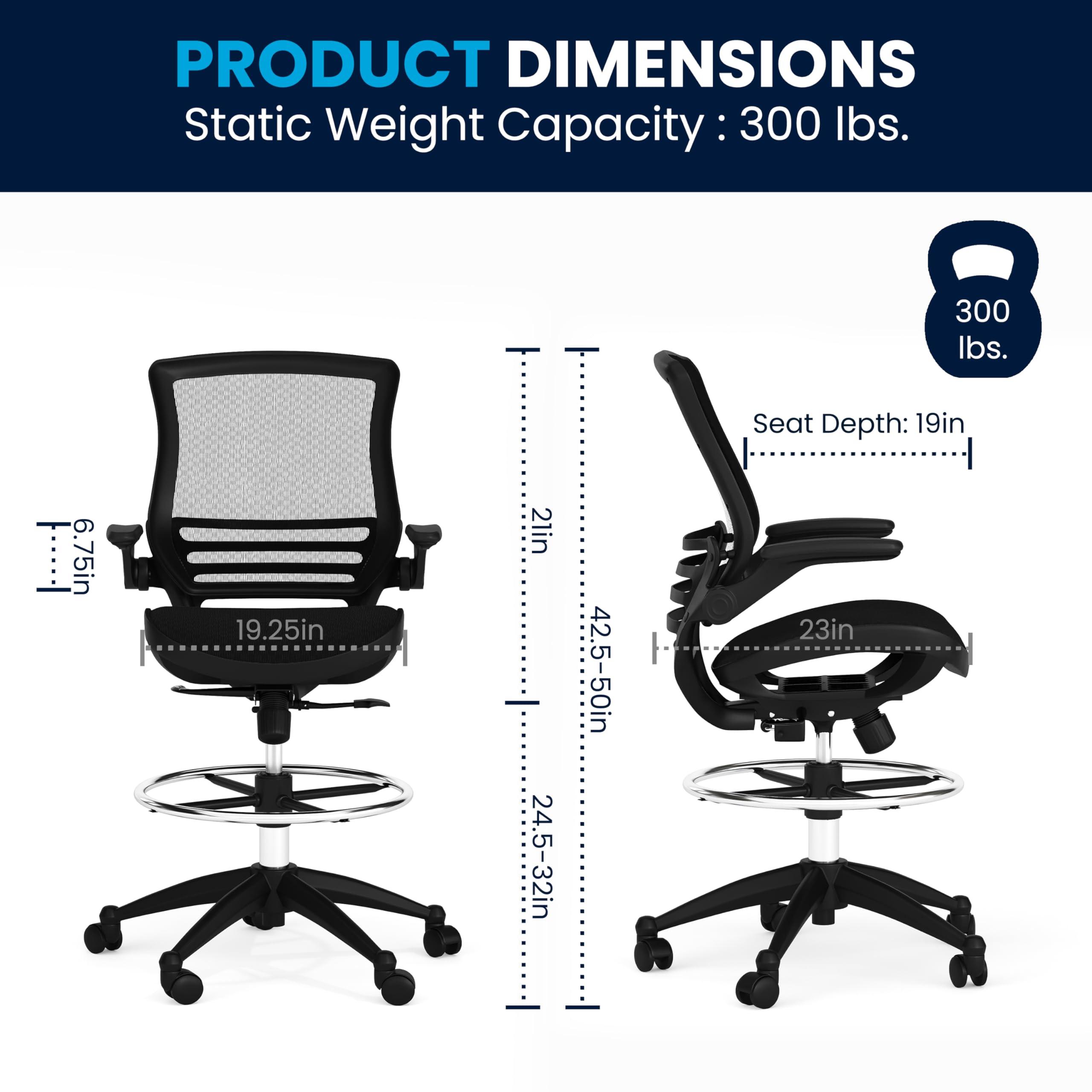 Flash Furniture Waylon Mid-Back Swivel Office Chair with Adjustable Foot Ring and Seat Height, Ergonomic Executive Chair with Armrests, Black - Image 3