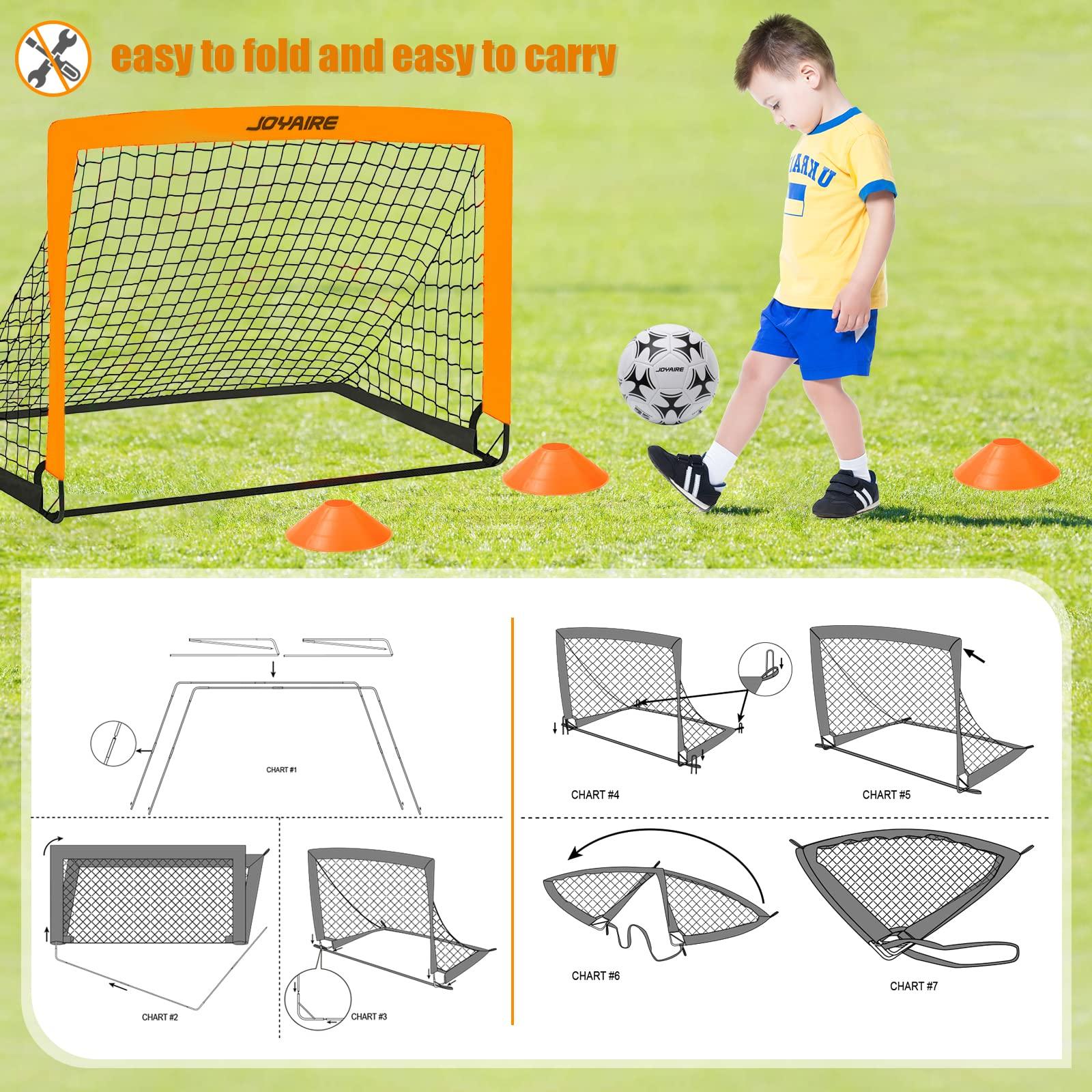 Kids Soccer Goals for Backyard Set, Portable Toddler Soccer Goal 2 of 4x3 ft, 6x4 ft, 7x5 ft, Soccer Training Equipment, Pop Up Soccer Net Kit with Size 4 Soccer Ball, Youth Games, Outdoor Sports Play - Image 5