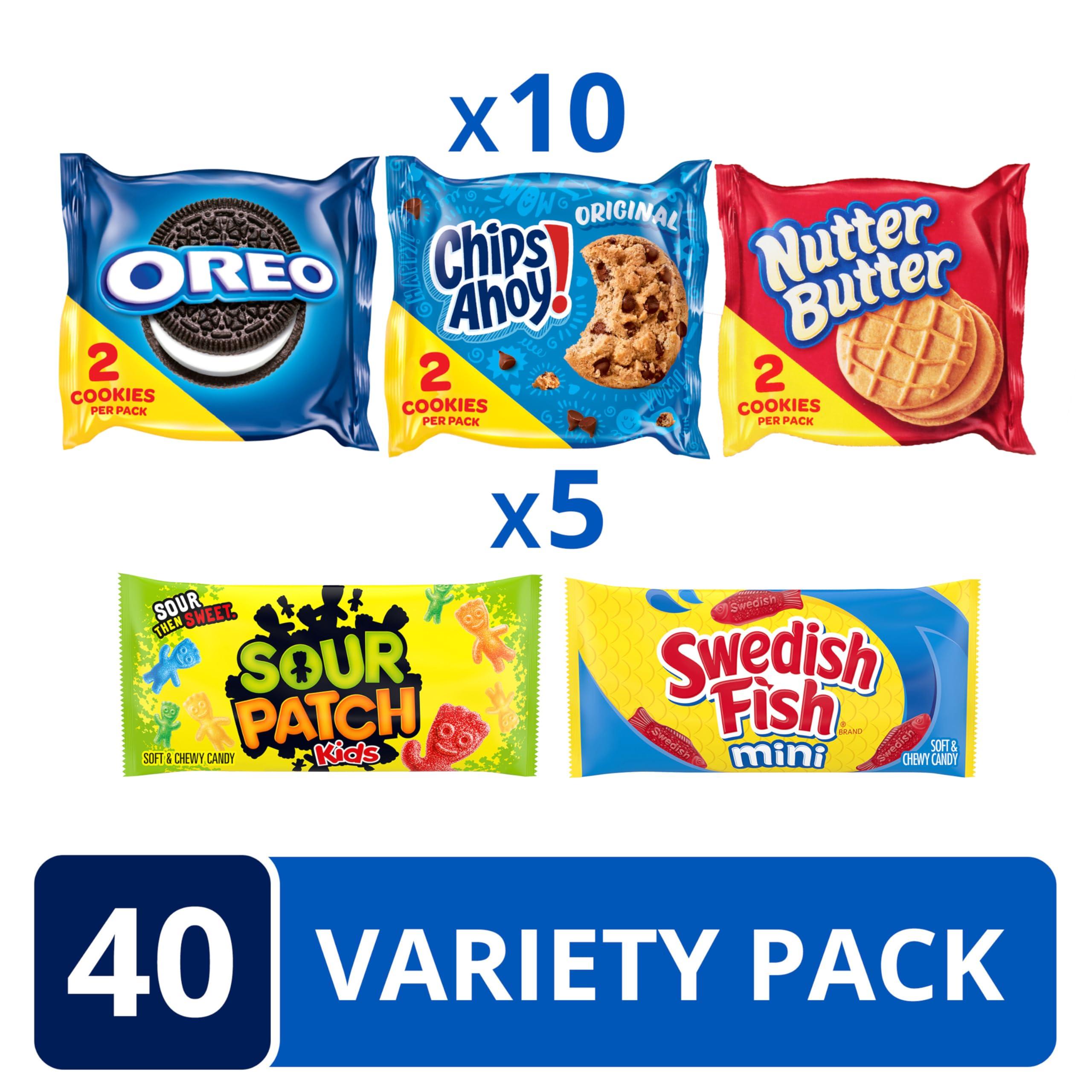 OREO, CHIPS AHOY!, Nutter Butter, SOUR PATCH KIDS & SWEDISH FISH Cookies & Candy Variety Pack, 40 Snack Packs - Image 3