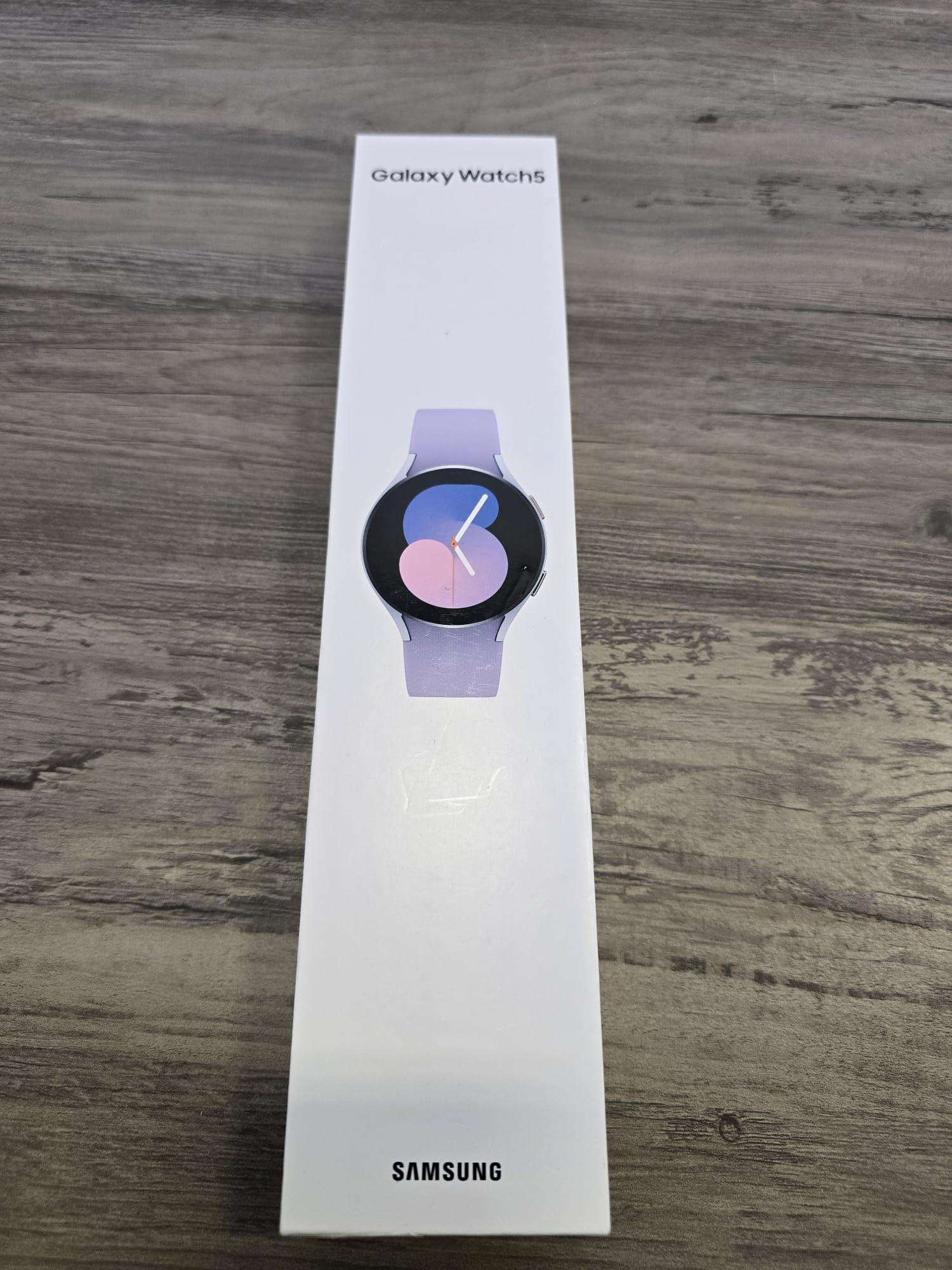 SAMSUNG Galaxy Watch 5 40mm LTE Smartwatch, Sapphire Crystal Glass, Enhanced GPS, Body, Health, Fitness, Sleep Tracker, US Version, Silver w/Purple Band
