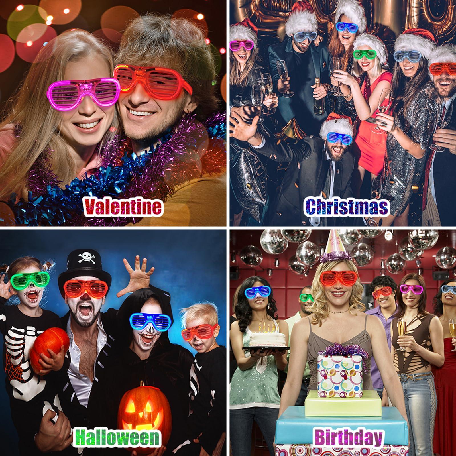 25 Packs LED Glasses 5 Neon Colors glow in the dark party supplies Favor for Kids Adult Glow sticks Light Up Glasses fit Holiday Birthday Valentine's Day and Halloween Party Supplies Cosplay Christmas - Image 5