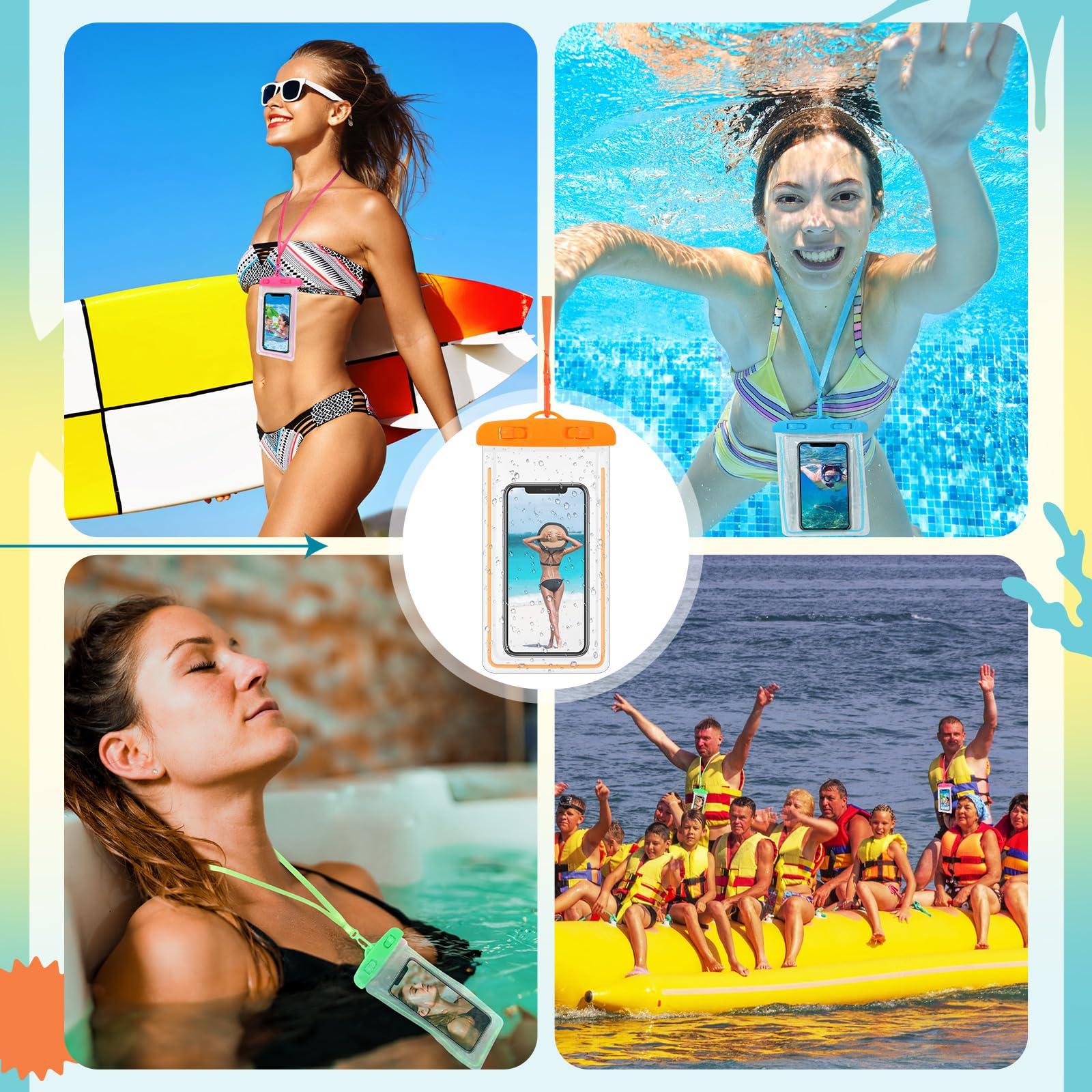 Abbylike 80 Pcs Universal Waterproof Phone Pouch Multicolor Waterproof Phone Case Dry Bag with Lanyard Glow in The Dark Outdoor Swimming Snorkeling Bag Beach Travel Must Haves for Smartphone up to 7'' - Image 3