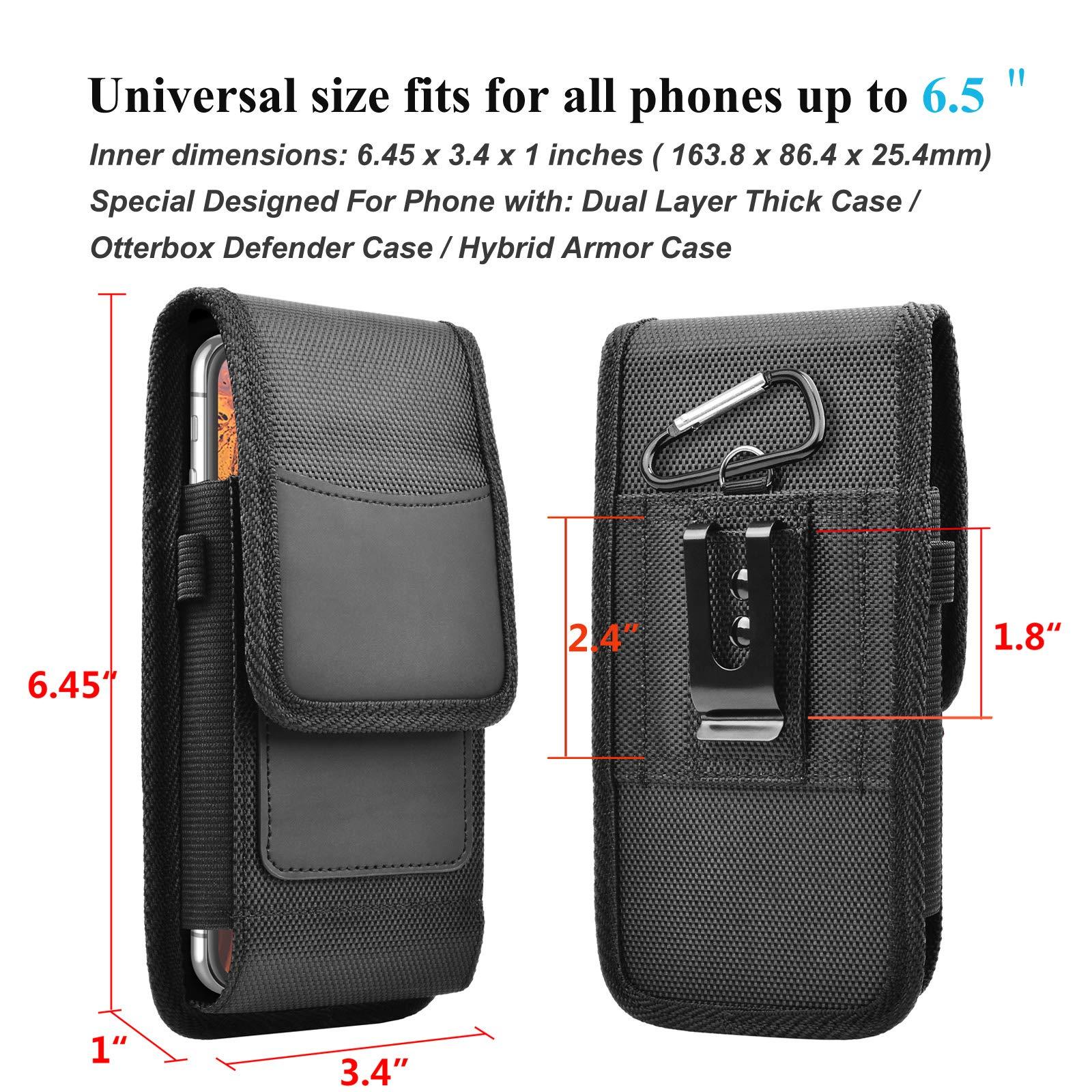 Njjex Phone Holster for Samsung Galaxy S25 Ultra S24 S23 S22 S21 S20 Note 20 A35 A16 A15 A14 A02S A12 A32 A13 iPhone 16 Pro Max XS XR Nylon Belt Clip Holster Cell Phone Pouch Card Holder Carrying Case - Image 2