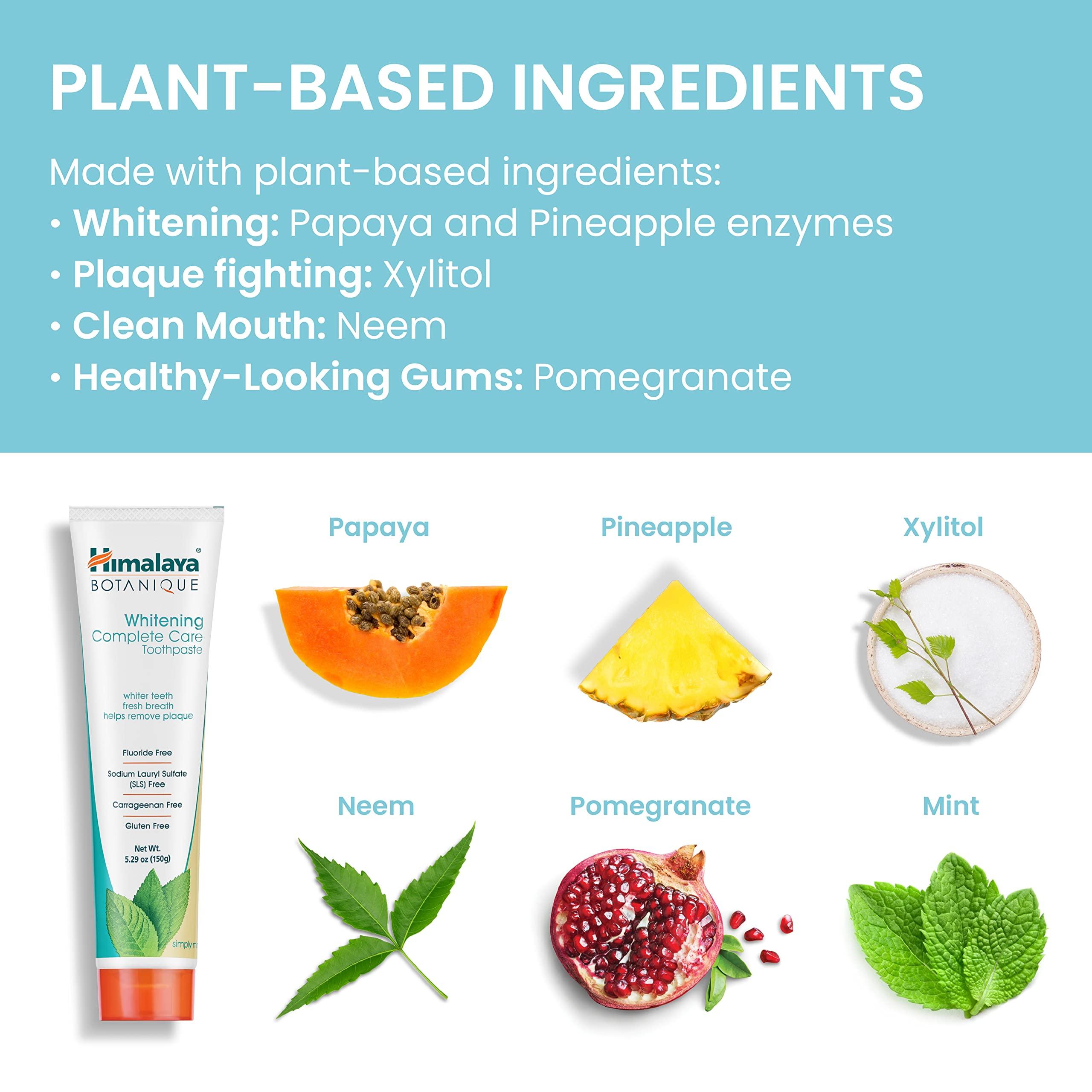 Himalaya Botanique Whitening Complete Care Toothpaste, Teeth Whitening, Fights Plaque, Fluoride Free, No Artificial Flavors, SLS Free, Cruelty Free, Foaming, Simply Mint Flavor, 5.29 Oz, 4 Pack - Image 7