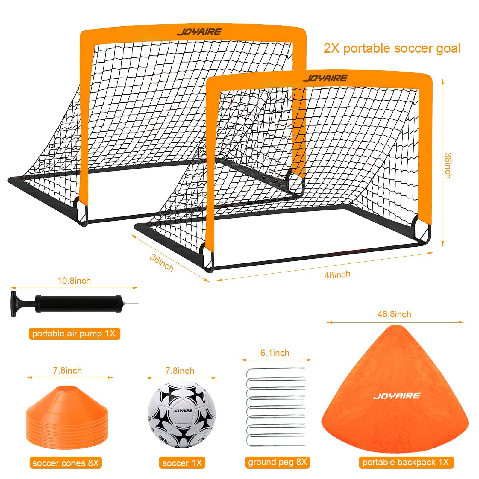 Kids Soccer Goals for Backyard Set, Portable Toddler Soccer Goal 2 of 4x3 ft, 6x4 ft, 7x5 ft, Soccer Training Equipment, Pop Up Soccer Net Kit with Size 4 Soccer Ball, Youth Games, Outdoor Sports Play - Image 4