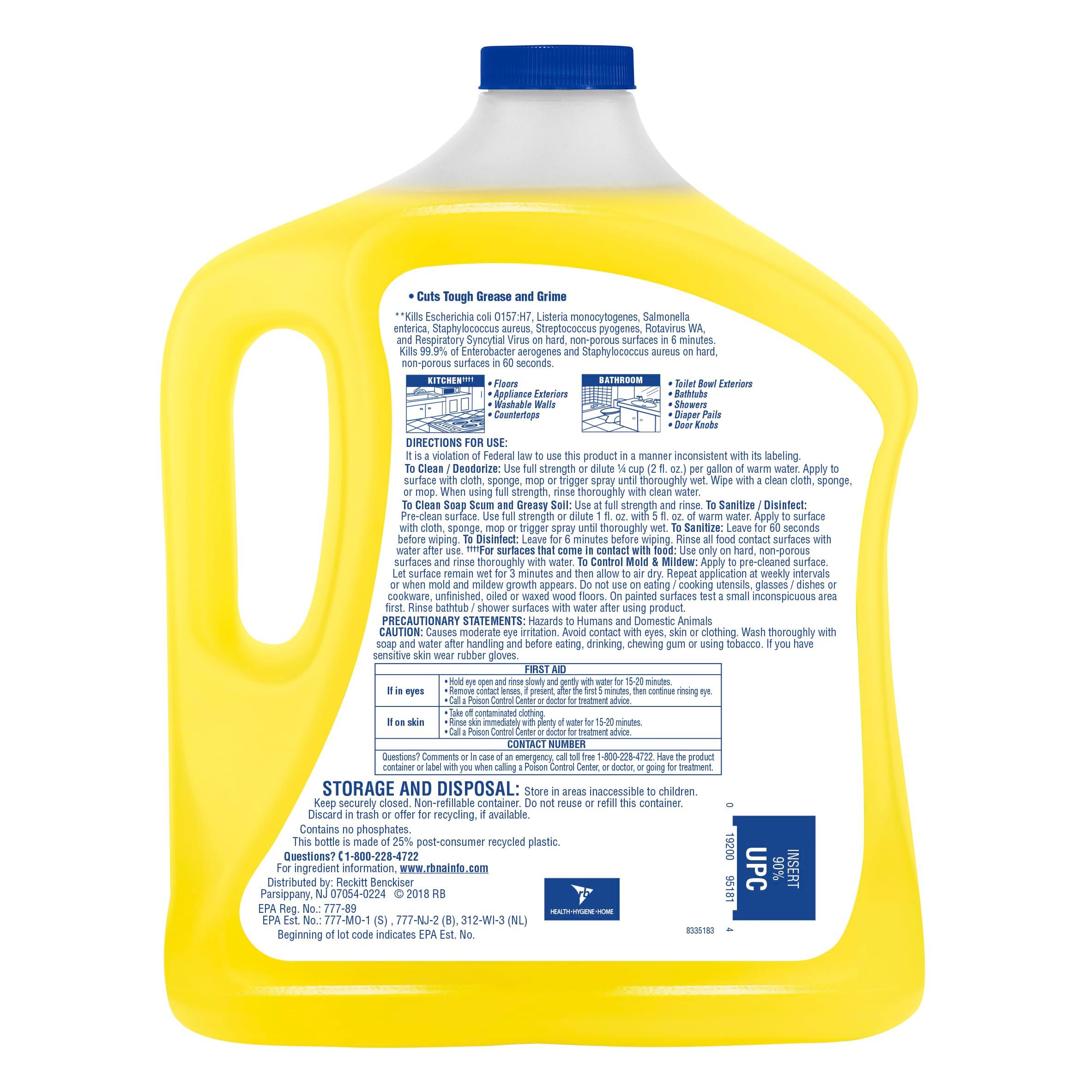 Lysol Multi-Surface Cleaner, Sanitizing and Disinfecting Pour, to Clean and Deodorize, Sparkling Lemon and Sunflower Essence, 90 Fl Oz - Image 2