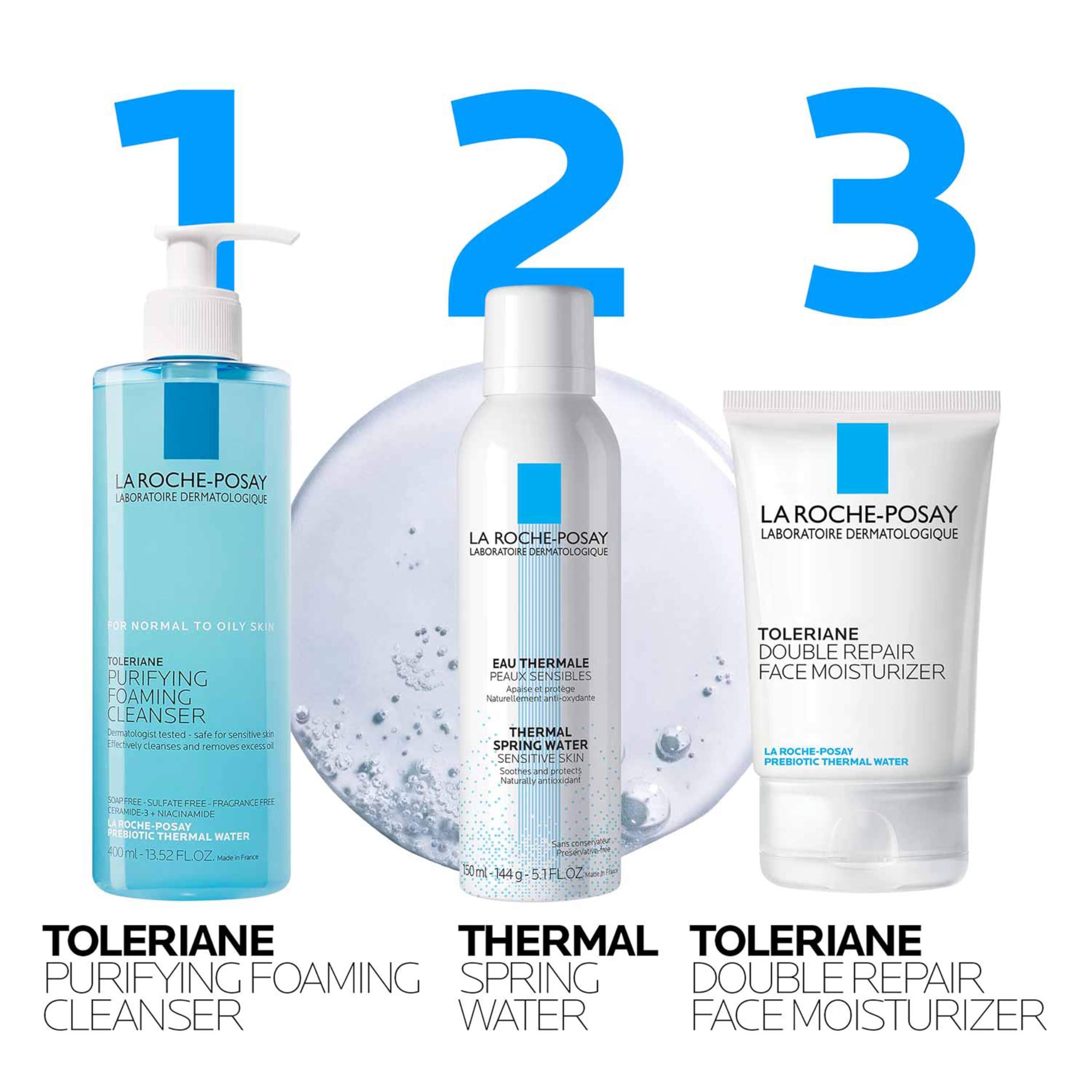 La Roche-Posay Toleriane Purifying Foaming Facial Cleanser, Niacinamide + Ceramides + Prebiotic Thermal Water, Oil Free Face Wash For Oily Skin, Pore Cleanser Safe For Sensitive Skin, Soap Free - Image 9