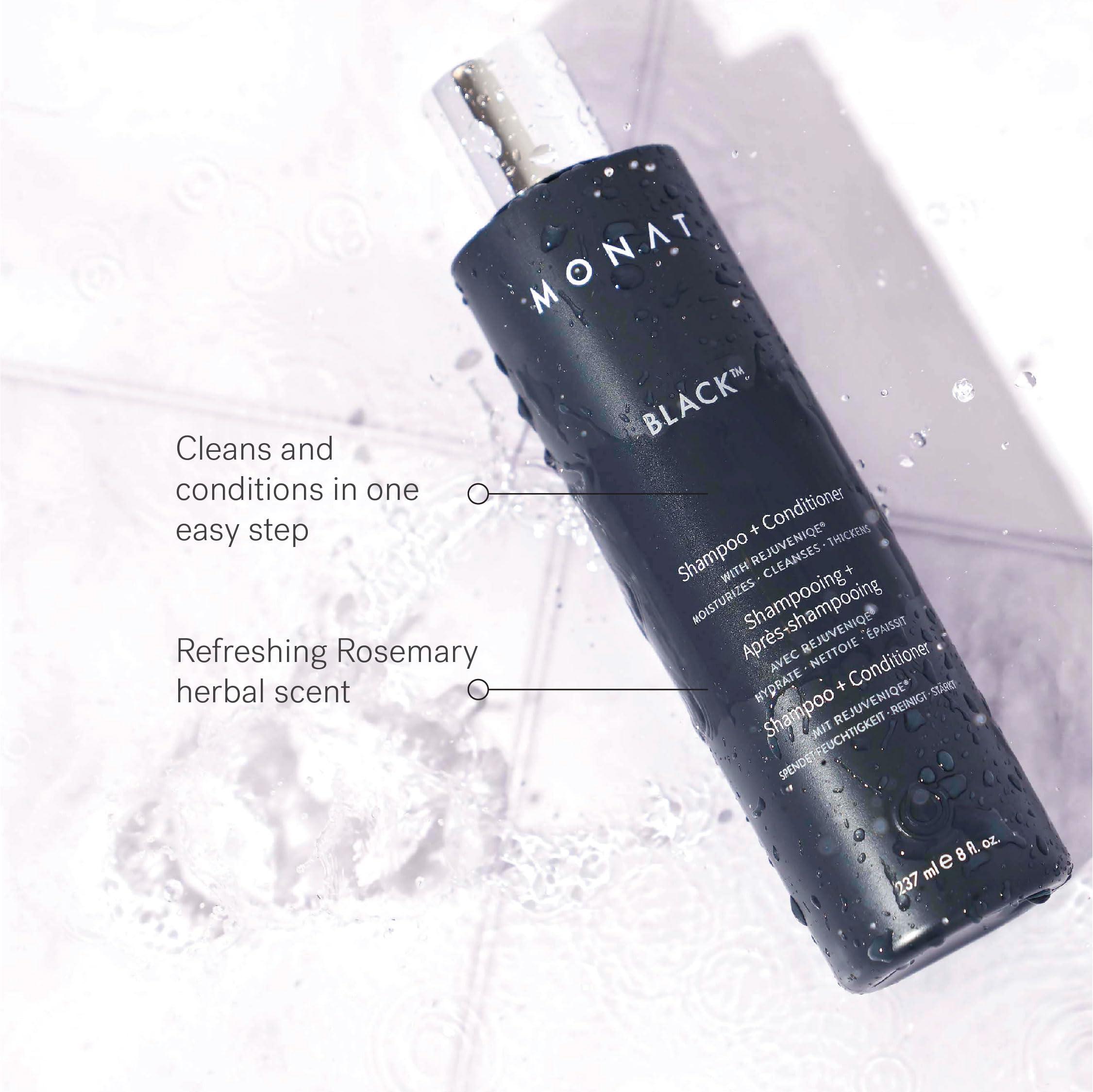 MONAT Black Shampoo + Conditioner – A 2-in-1 Formula for Optimal Hair Care in One Step – Cleanses, Conditions, and Promotes Stronger, Healthier-Looking Hair – For All Hair Types – 237ml (8.0 fl oz) - Image 4