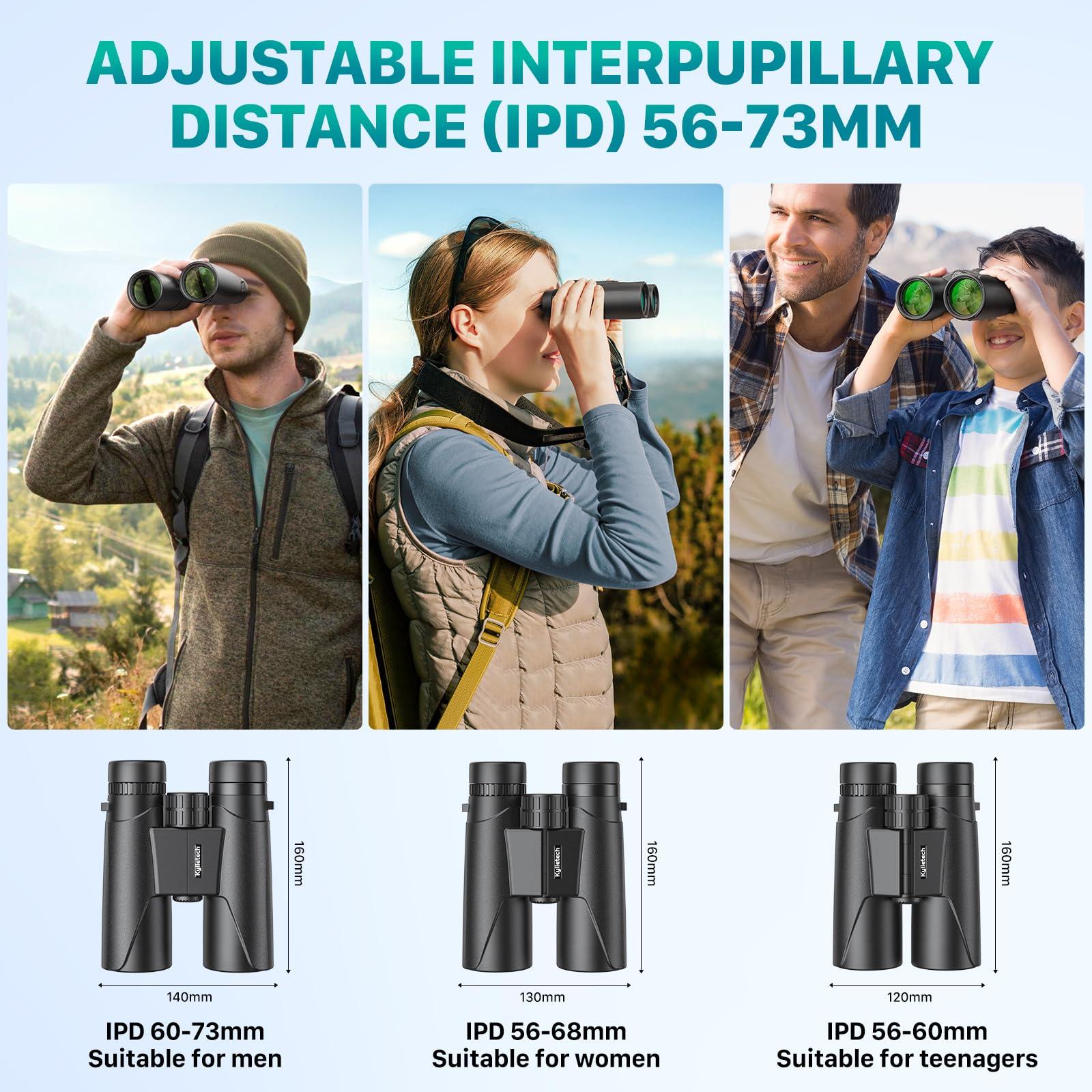 Kylietech 12X42 Binoculars for Adults with Universal Phone Adapter, HD Waterproof Fogproof Compact Binoculars for Bird Watching, Hunting, Hiking, Sports, and Concerts with BAK4 Prism FMC Lens - Image 6