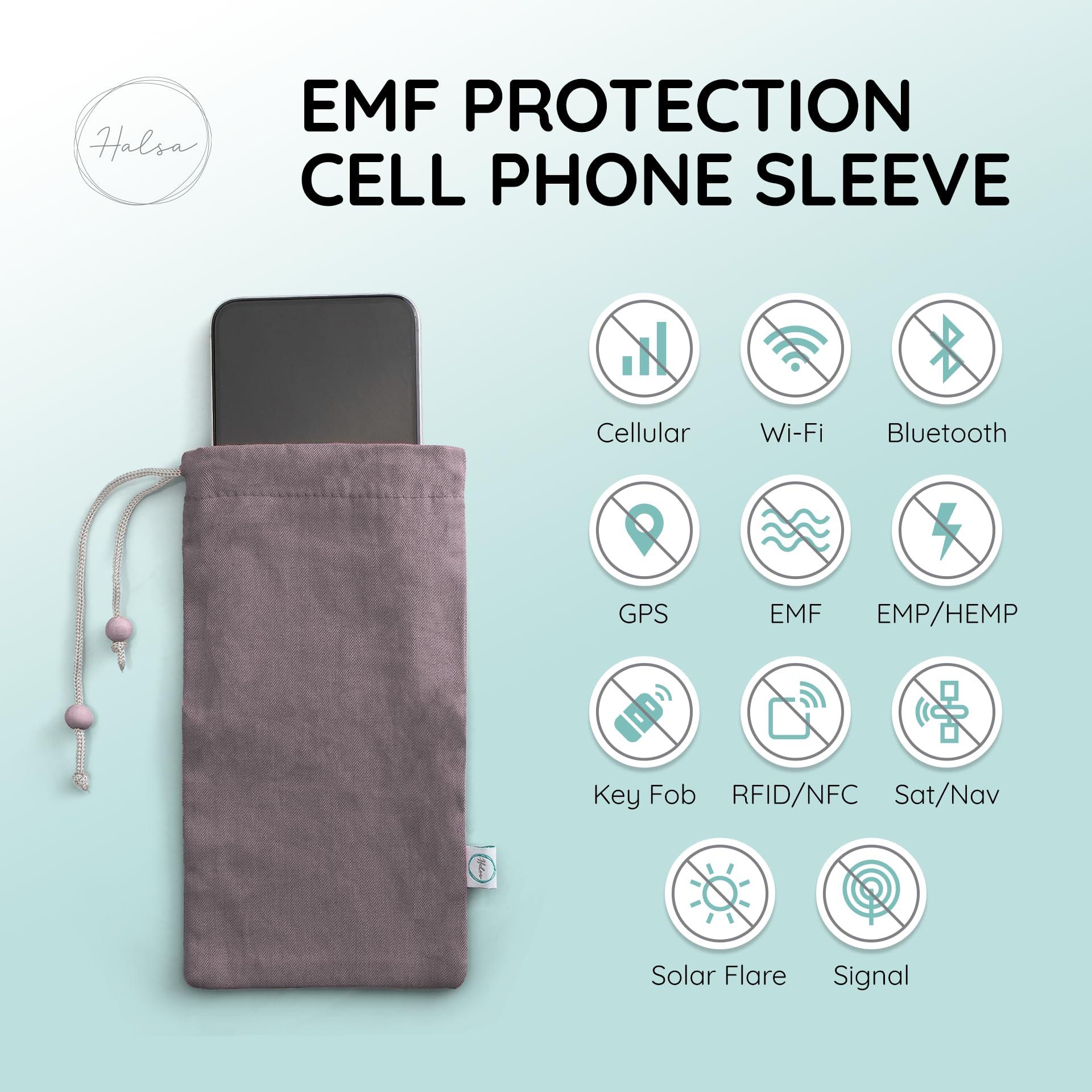 Halsa EMF Shield Sleeve for Cell Phone - Signal Blocking Anti-EMP Pouch - Smartphone Protection Case Against Radiation, EMF, 5G, RFID - Grey - 4x8 Inch Fits Most Phones - Image 3