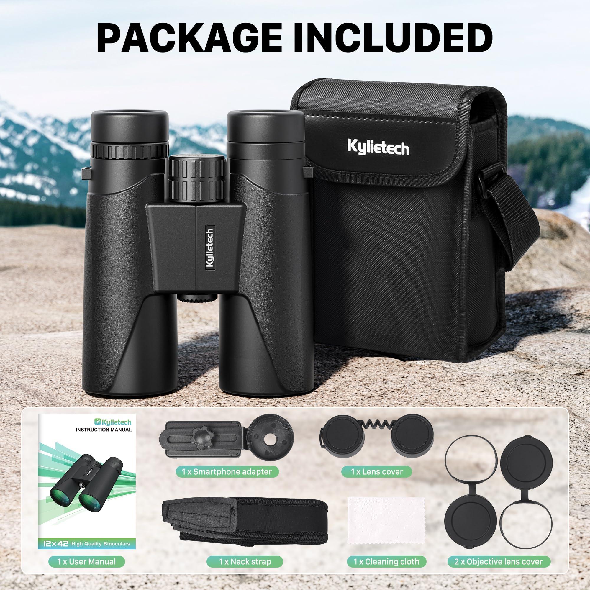 Kylietech 12X42 Binoculars for Adults with Universal Phone Adapter, HD Waterproof Fogproof Compact Binoculars for Bird Watching, Hunting, Hiking, Sports, and Concerts with BAK4 Prism FMC Lens - Image 8