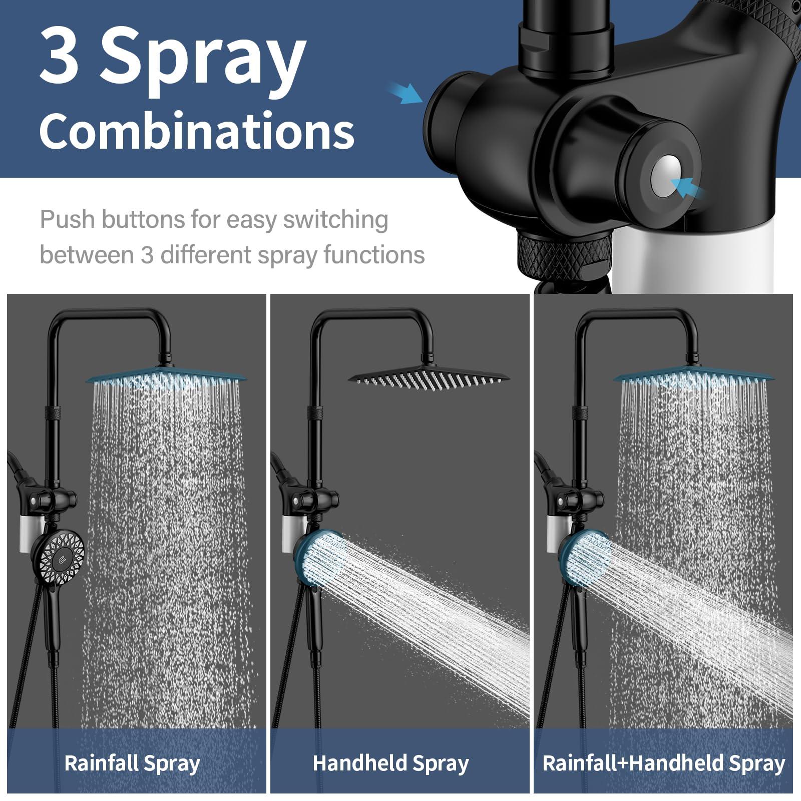 KAIYING Dual Shower Heads with Handheld Spray Combo, Magnetic Filtered Showerhead, Bathroom High Pressure Rainfall Shower Head and Handle Set with Filter for Hard Water, 79" Long Hose (Matte Black) - Image 5