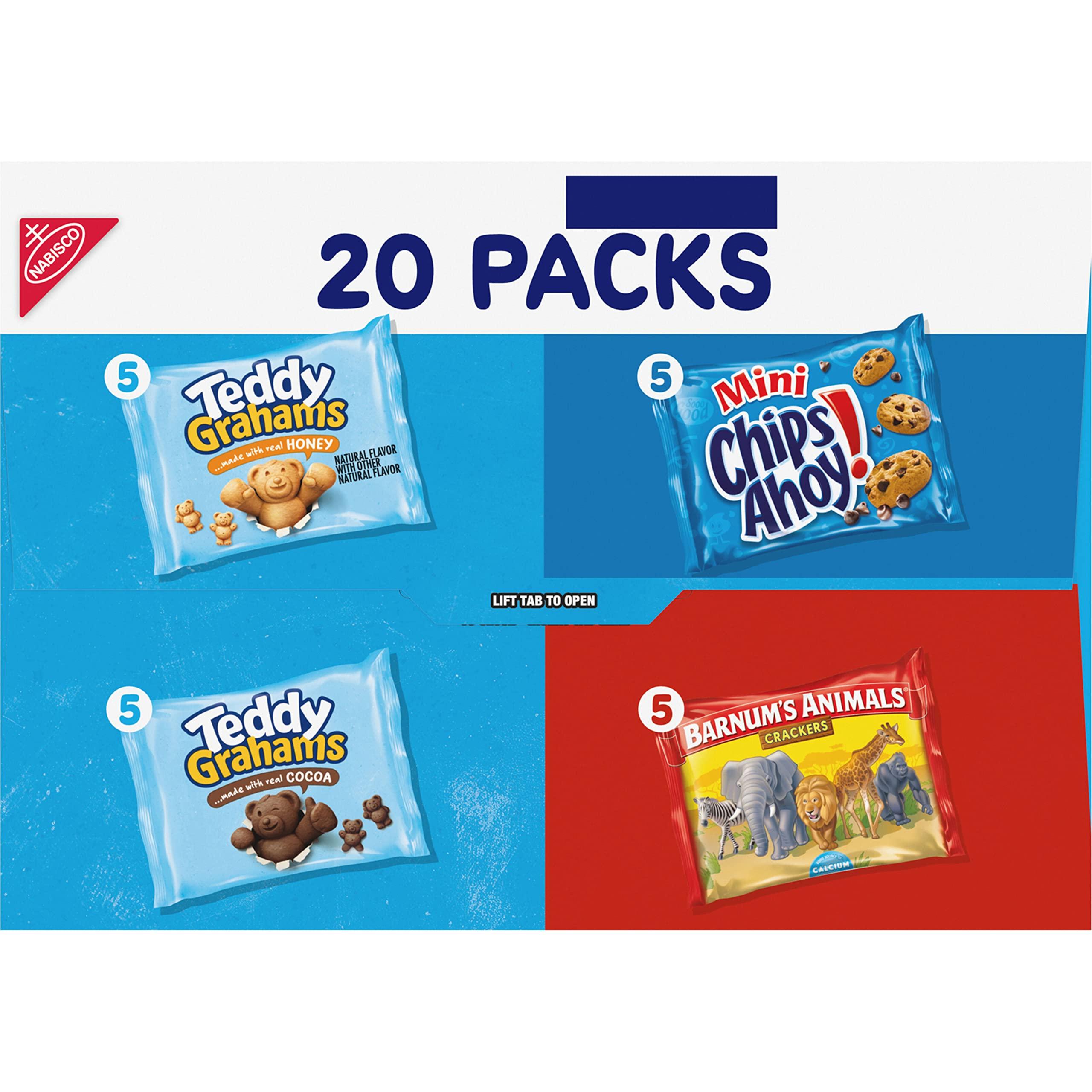 Nabisco Fun Shapes Variety Pack, Barnum's Animal Crackers, Teddy Grahams and CHIPS AHOY! Cookies, 20 Snack Packs - Image 15