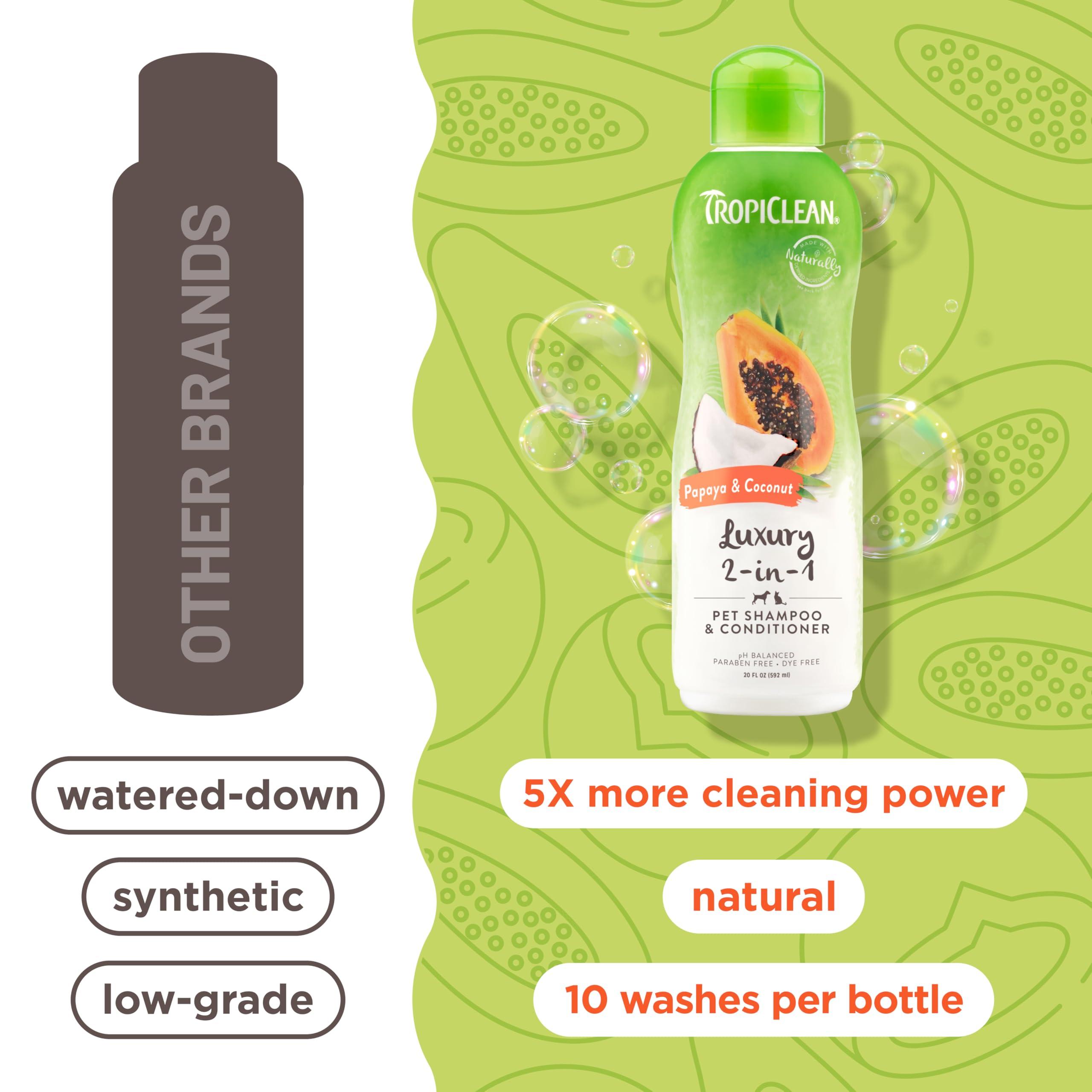 TropiClean 2-in-1 Dog Shampoo and Conditioner, Moisturizing Dog Detangler, Puppy Safe, Made in the USA, Papaya Scent, Cat & Kitten Safe, 20oz. - Image 7
