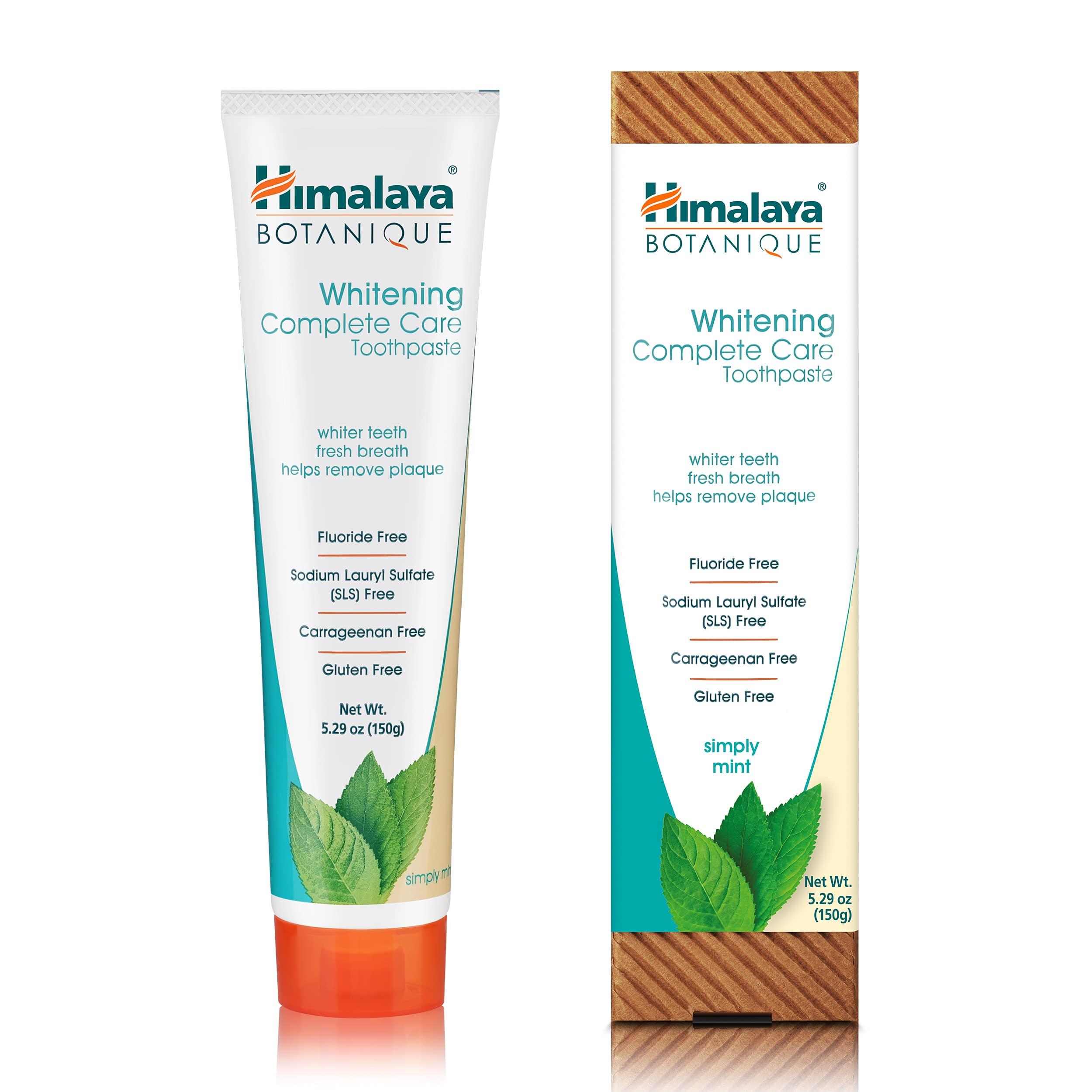 Himalaya Botanique Whitening Complete Care Toothpaste, Teeth Whitening, Fights Plaque, Fluoride Free, No Artificial Flavors, SLS Free, Cruelty Free, Foaming, Simply Mint Flavor, 5.29 Oz, 4 Pack - Image 2