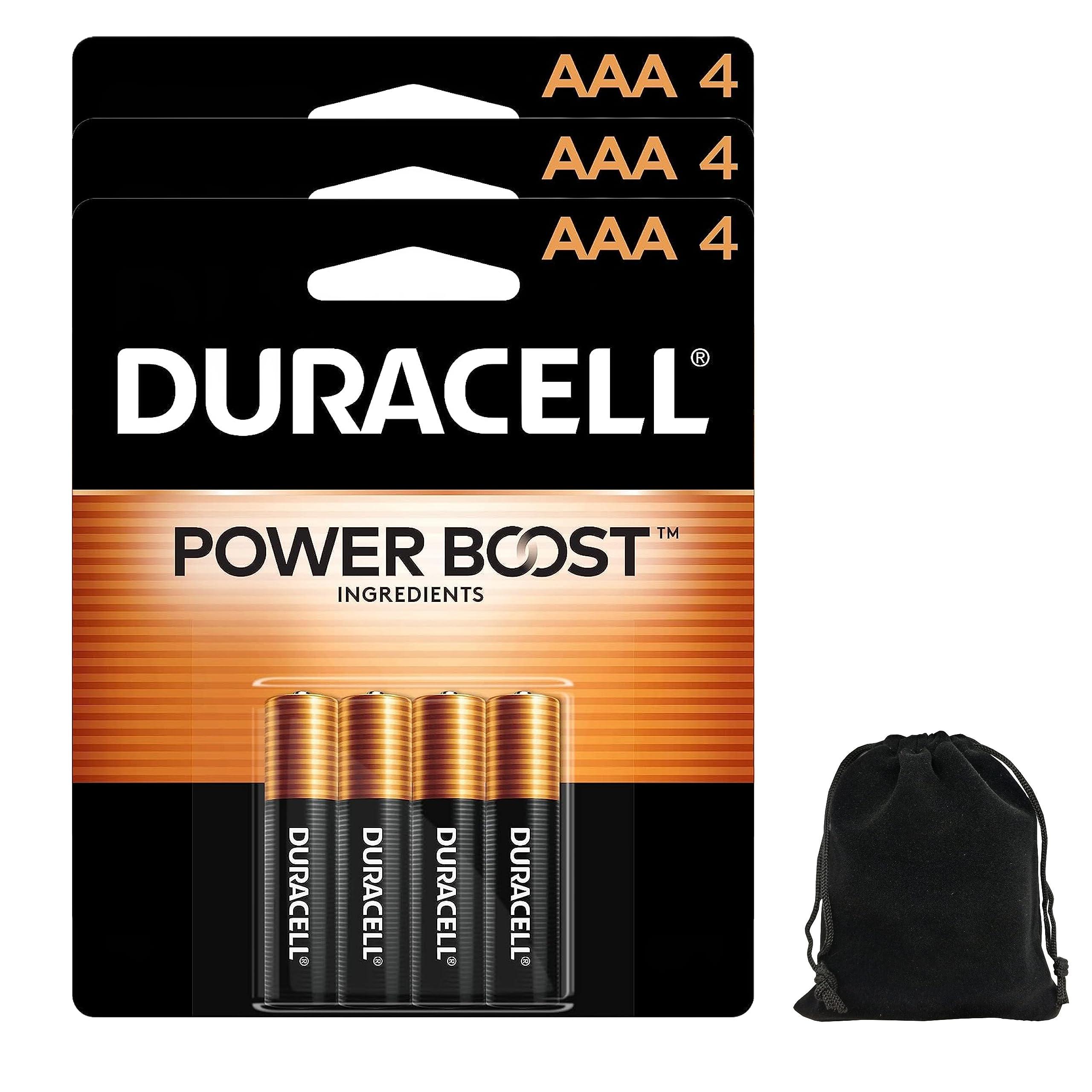 Duracell Coppertop AAA Batteries High-Performance 12 Count Pack Triple A Battery with Long-Lasting Power, Alkaline AAA Battery for Household and Office Devices, (3 Packs of 4) Includes Carrying Pouch