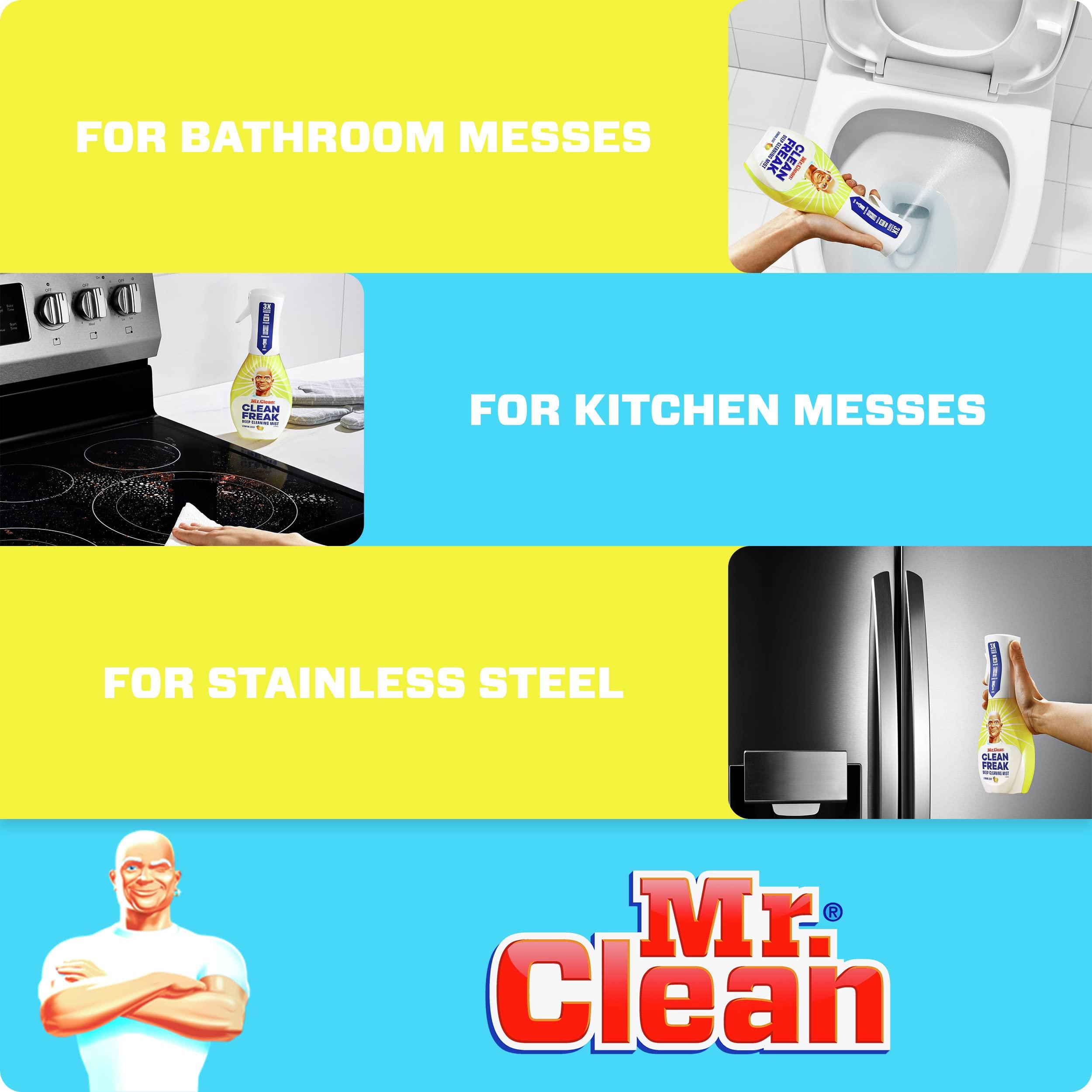 Mr. Clean All Purpose Cleaner, Clean Freak Mist Cleaning Kit for Bathroom & Kitchen Cleaner, Lemon Scent, Includes 1 Spray Bottle (16 oz) and 1 Large Refill (30.9 oz) - Image 3