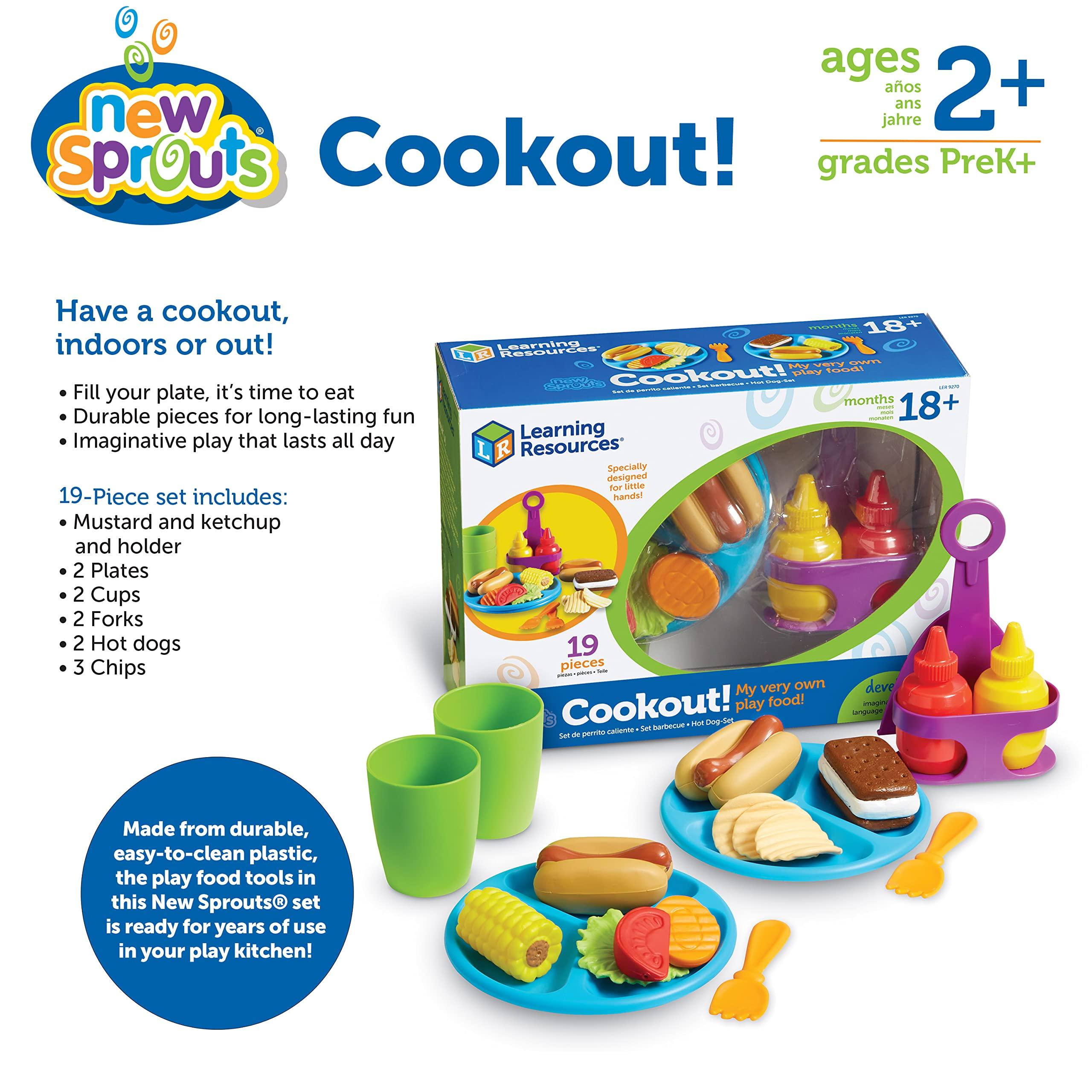 Learning Resources New Sprouts Cookout! ,19 Pieces, Ages 18+ Months, Barbecue Set, Pretend Play Food for Toddlers - Image 6