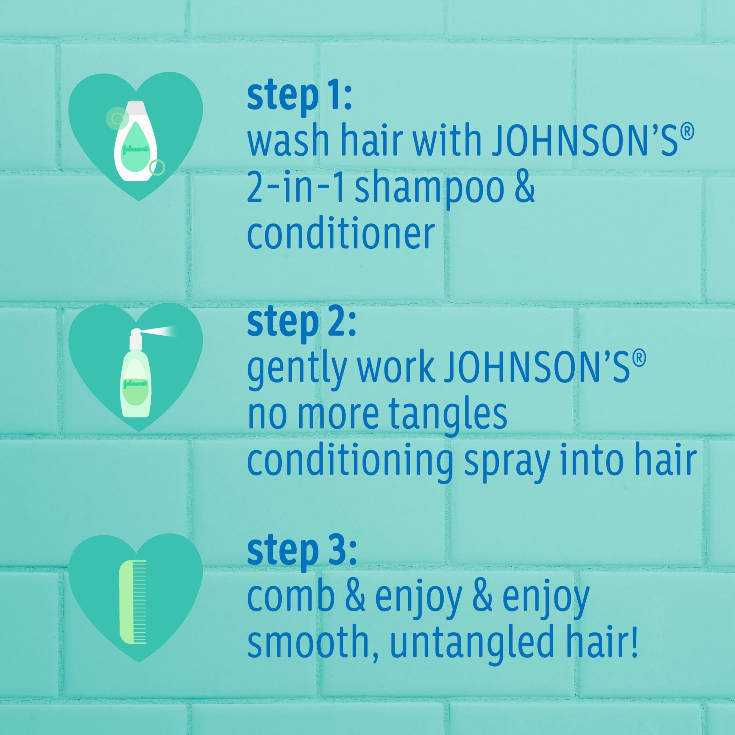 Johnson's Kids No More Tangles 2-in-1 Detangling Shampoo & Conditioner for Kids & Toddlers, Gentle & No More Tears, Hypoallergenic & Free of Parabens, Sulfates & Dyes, 20.3 fl. oz - Image 4