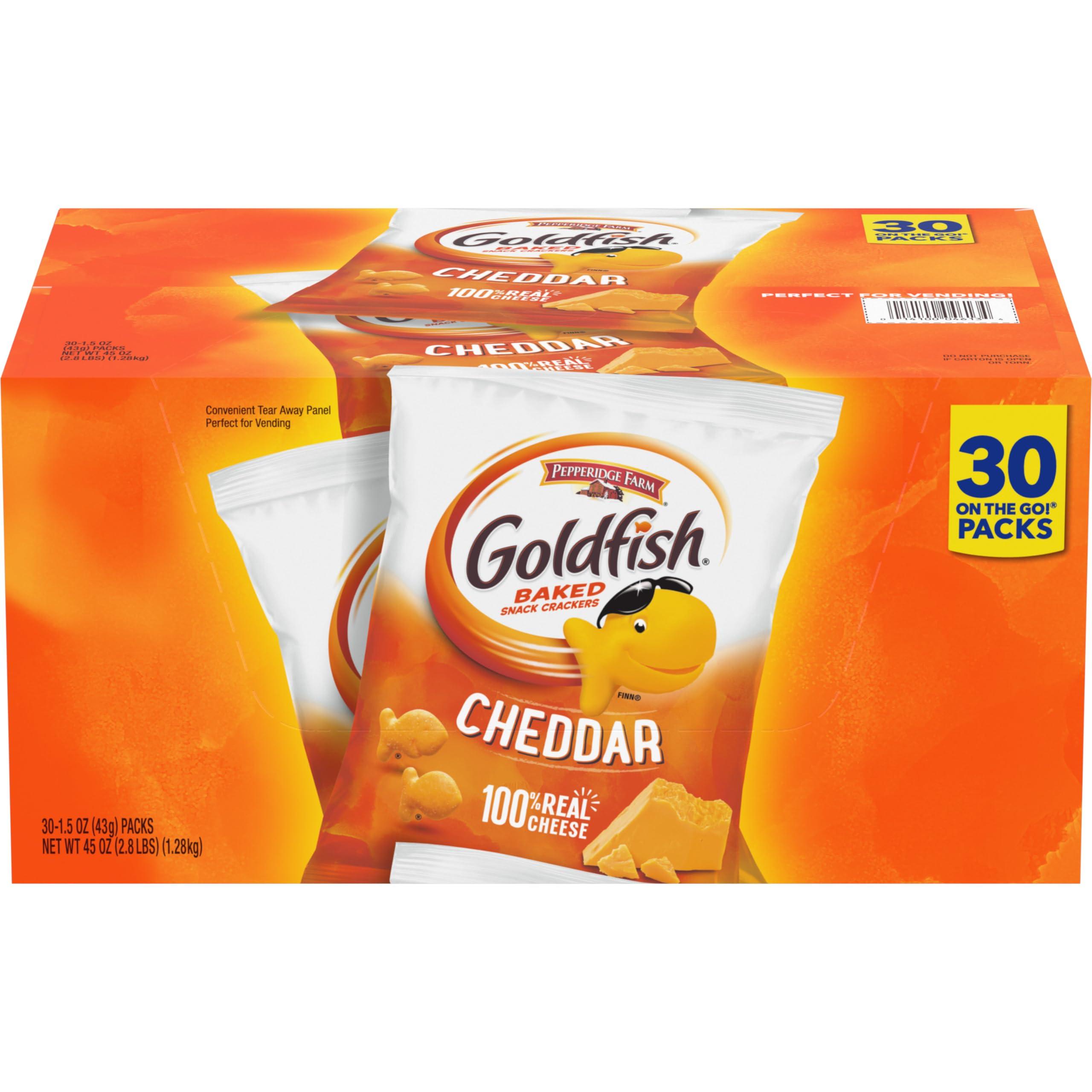 Pepperidge Farm Goldfish Cheddar Crackers, 1.5 oz. Snack Packs, 30 Count