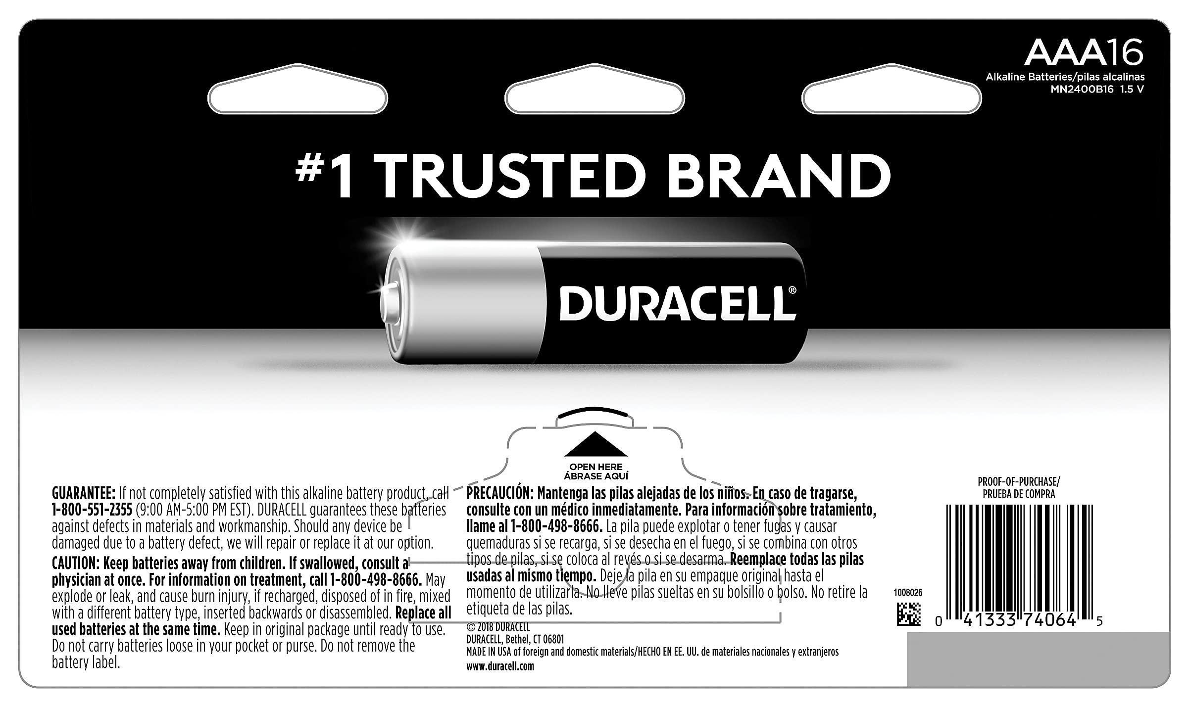 Duracell - CopperTop Alkaline Batteries with Duralock Power Preserve Technology, AAA, 16/Pk MN2400B16Z (DMi PK - Image 2