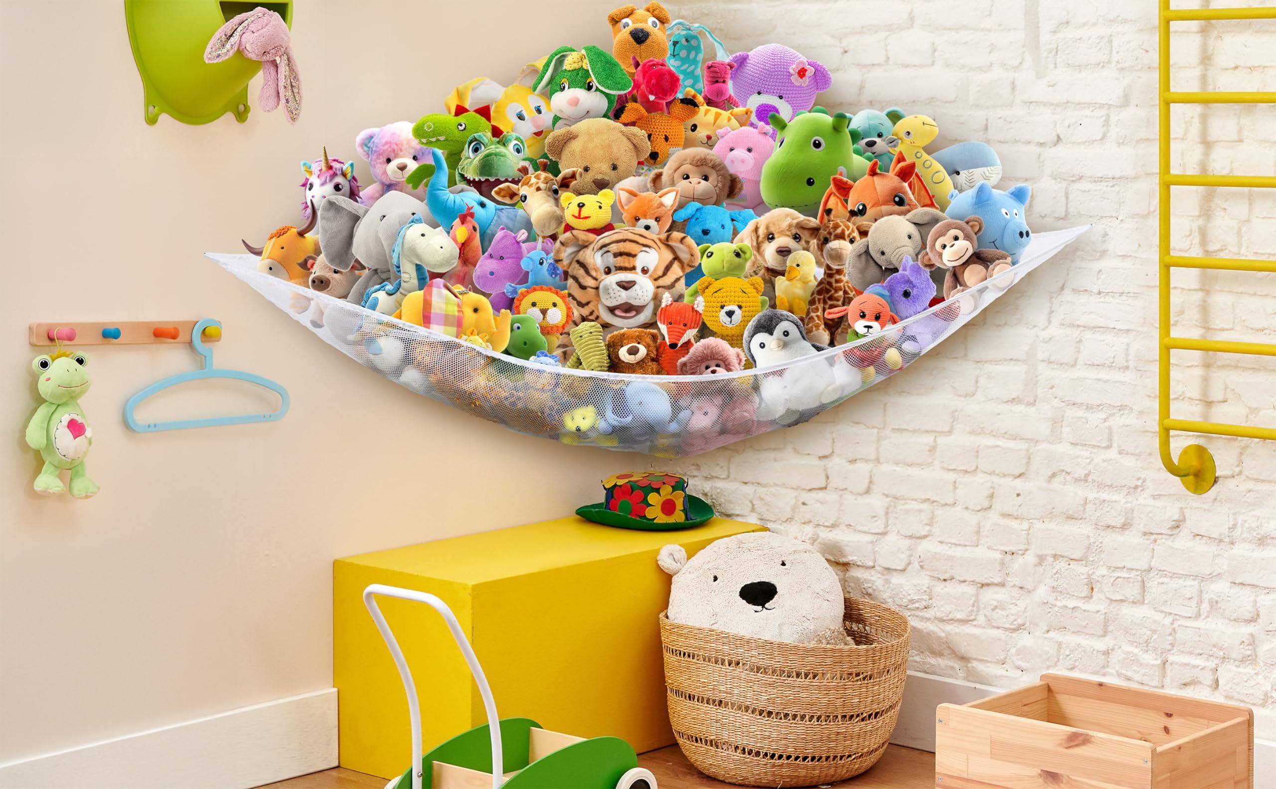 Simple Houseware 2 PK - Stuffed Animals Jumbo Toy Storage Hammock, White - Image 2