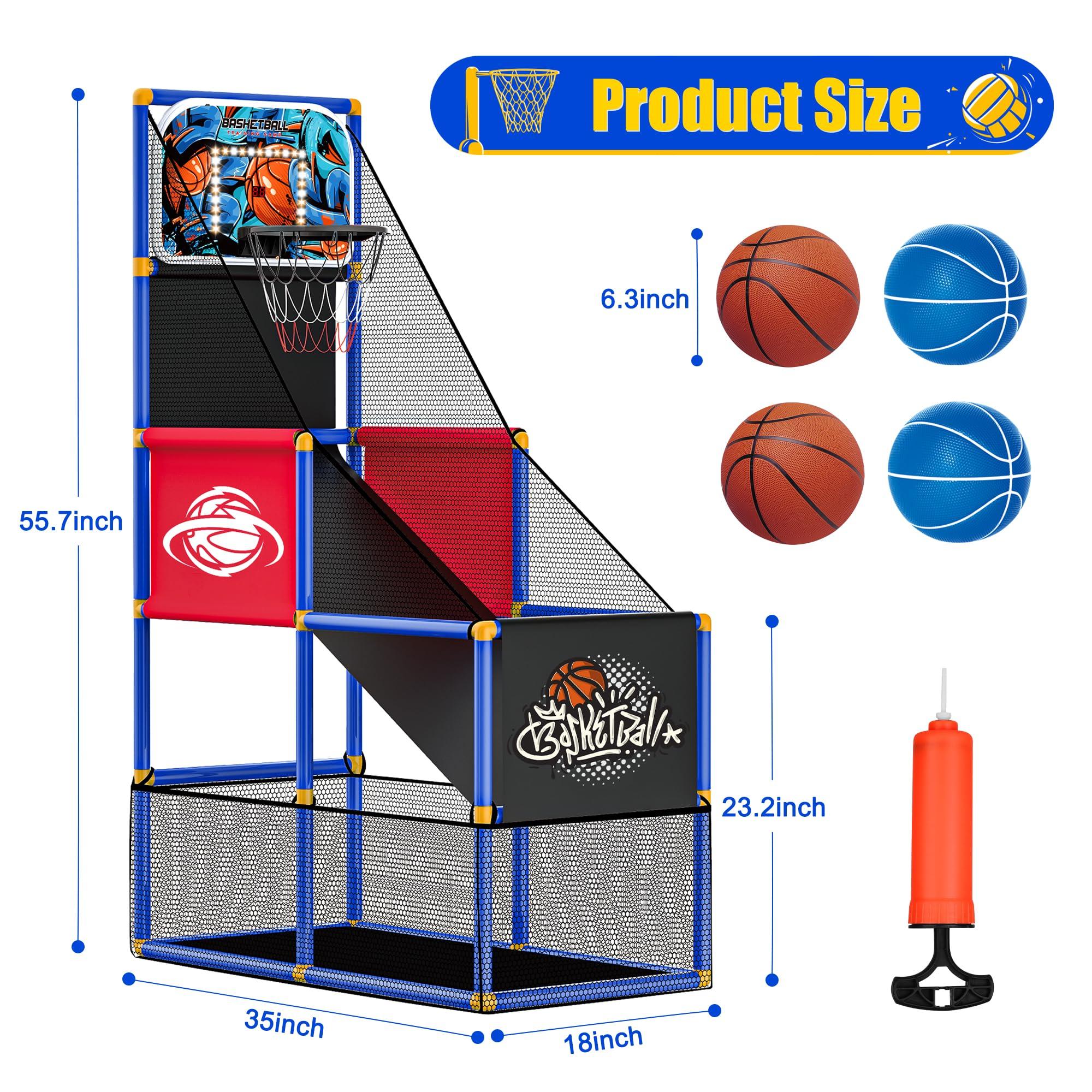 Kids Arcade Basketball Hoop with 4 Balls , Indoor Outdoor Single Shot Basketball Game for Toddler,Carnival Games Sport Toys Gifts for Boys Girls Ages 3-8 Years Old,Ideal for Competition,Pump Included - Image 7
