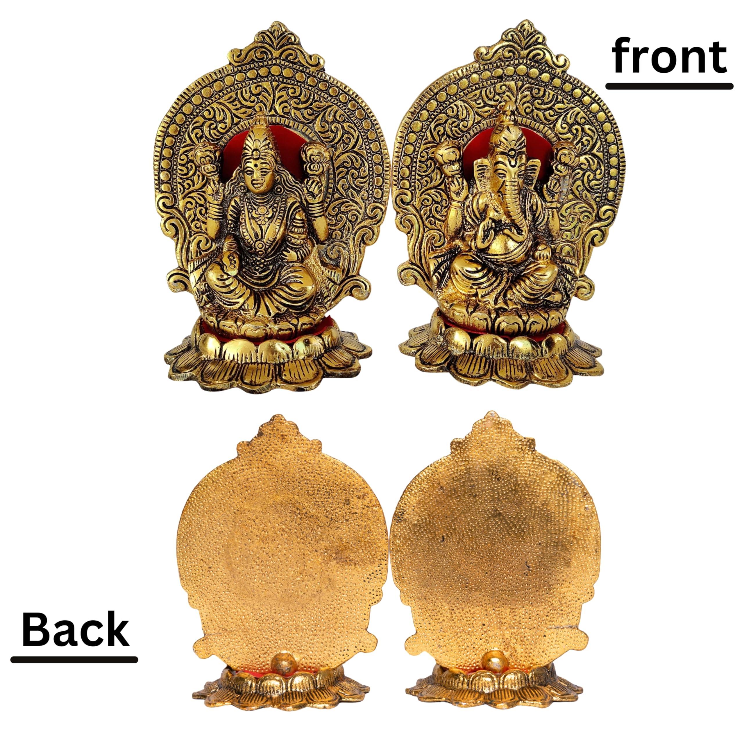 Wonder Care Lakshmi Ganesha Statues Metal Lakshmi Idol Ganesha Statues for Diwali Decorations Items laxmi puja Decoration | Ganesh Idol for Car | Home Decor | Diwali Gifts for Friends - Image 5