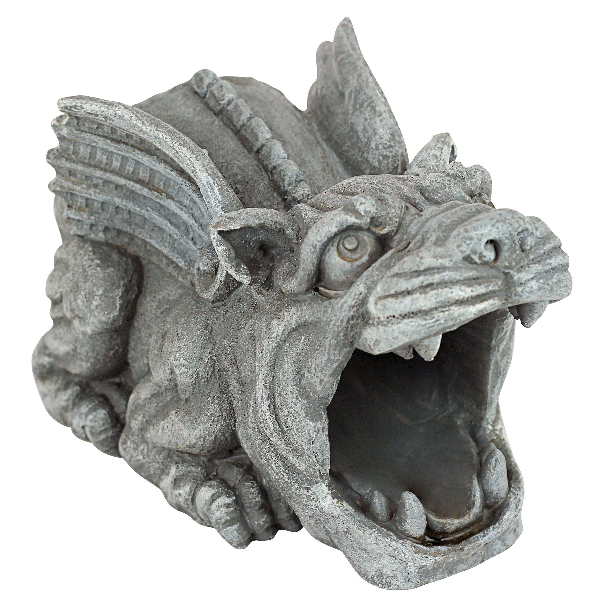 Design Toscano Roland the Gothic Gargoyle Gutter Guardian Rain Downspout Extension Outdoor Statue, 10 Inch Long, Cast Stone Resin, Grey Stone Finish