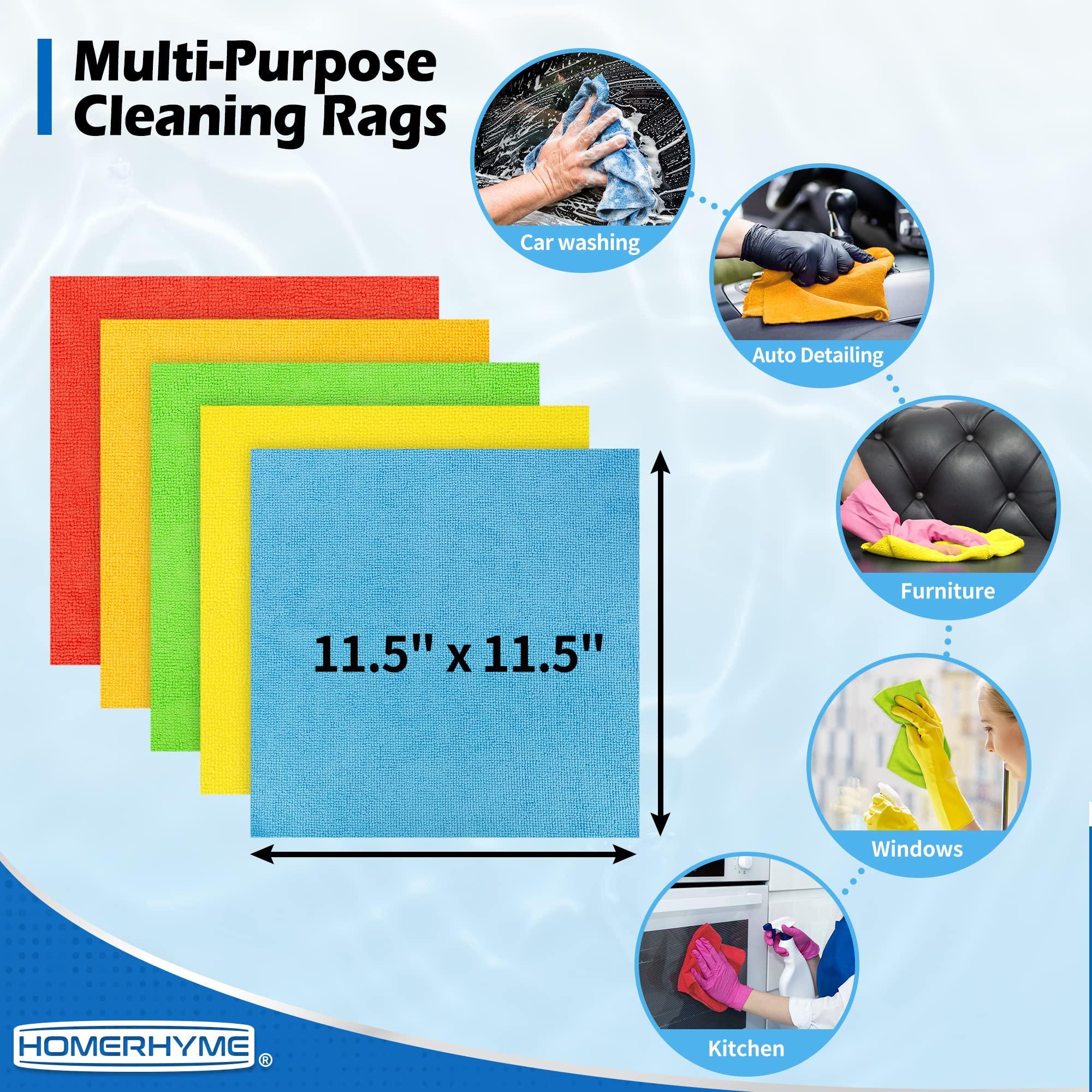 HOMERHYME Microfiber Cleaning Cloth, 100 Pack Cleaning Rags Microfiber Towel Bulk Absorbent Lint-Free Wash Cloths, All-Purpose Towels for Cars, Shop, Automotive, Garage, Home and Kitchen 11.5"*11.5" - Image 2