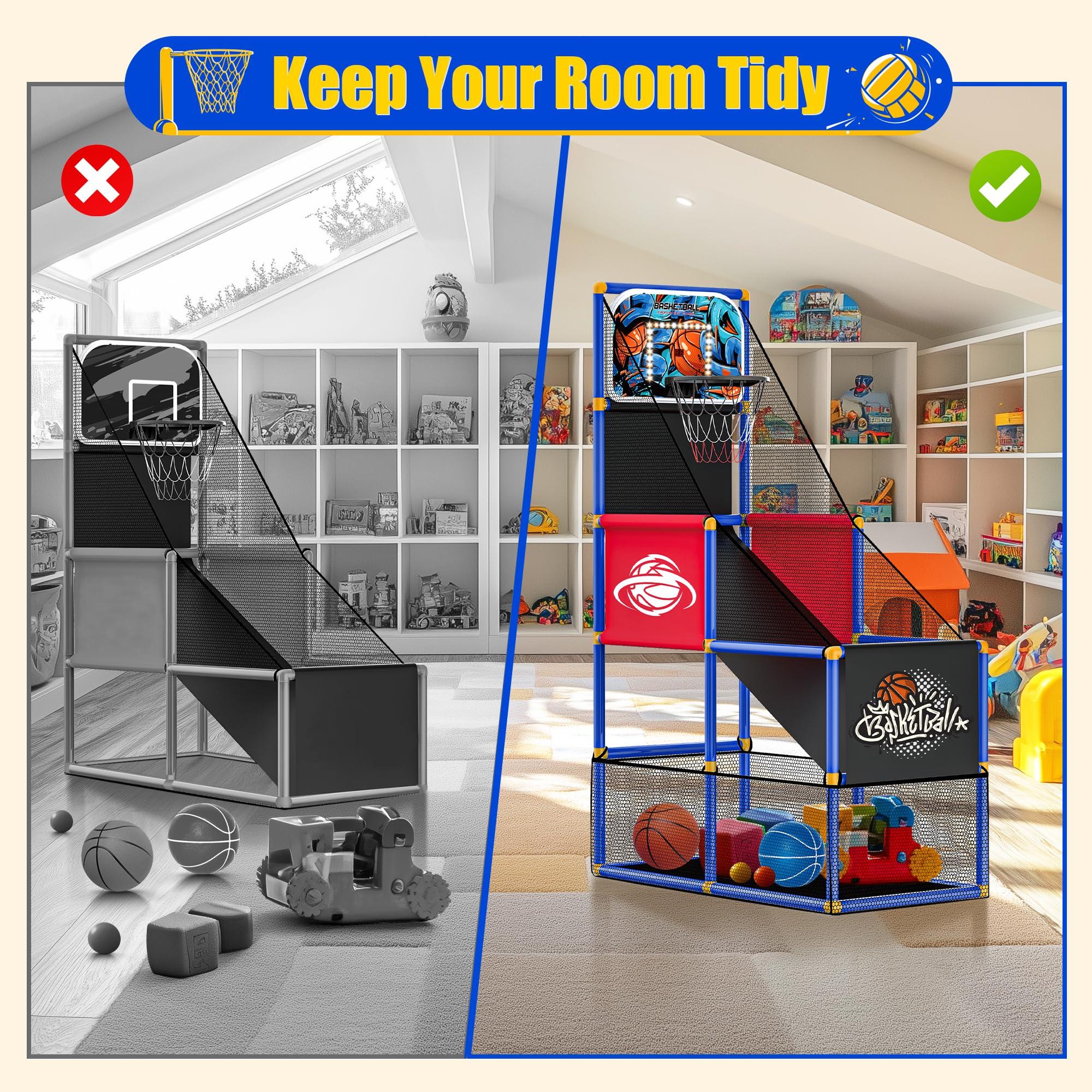 Kids Arcade Basketball Hoop with 4 Balls , Indoor Outdoor Single Shot Basketball Game for Toddler,Carnival Games Sport Toys Gifts for Boys Girls Ages 3-8 Years Old,Ideal for Competition,Pump Included - Image 5