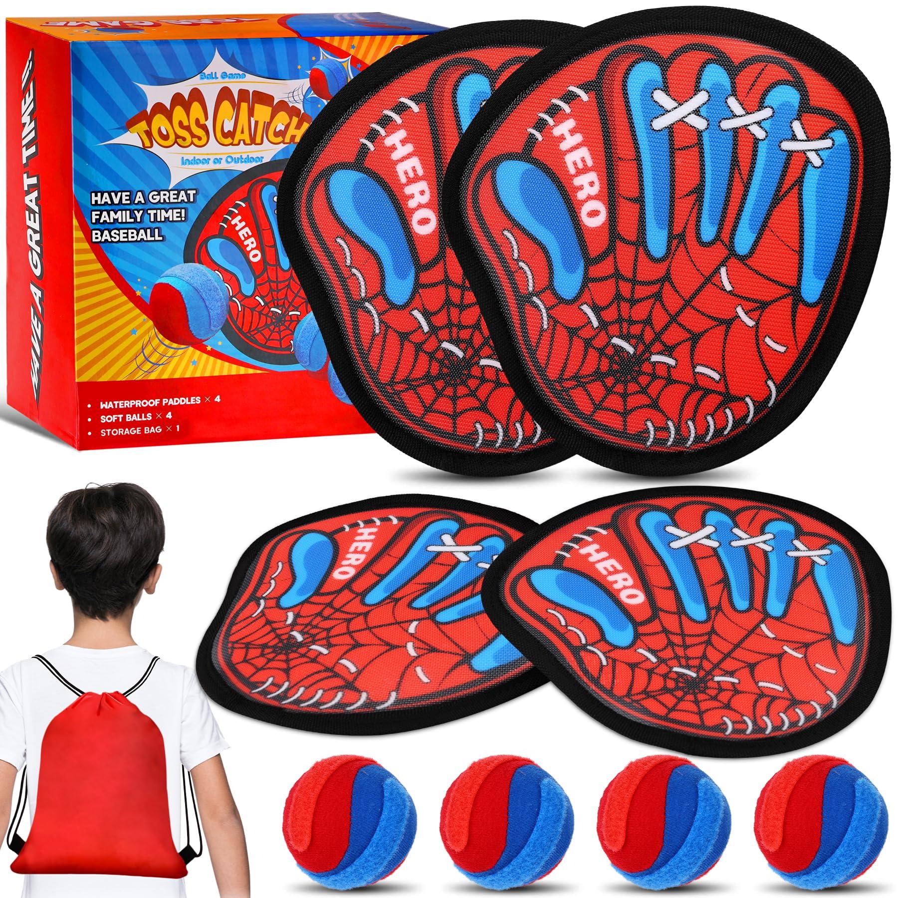 Toss and Catch Ball Game Set - Kids Outdoor Beach Pool Toys,Upgraded Sticky Balls & Toddler Baseball Training Glove,Fun Outdoor Sport Yard Game Toy,Birthday Gift for 3 4 5 6 7 8+ Year Old Boys Girls