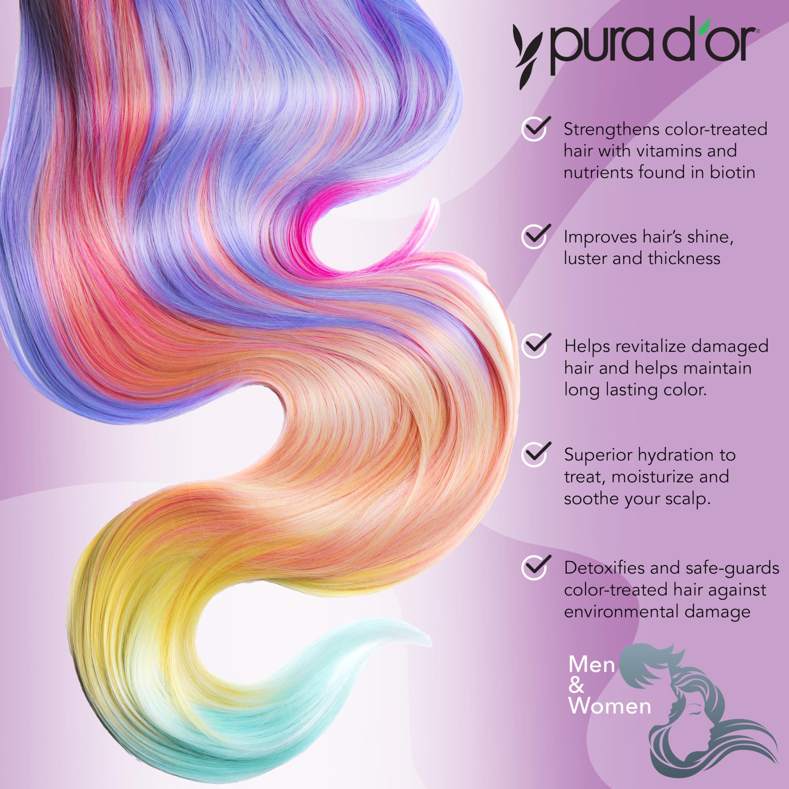 PURA D'OR Purple Shampoo & Conditioner (16oz x 2) ColorHarmony Biotin Set For Bleached, Blonde, Silver & Color Treated Hair - Keratin, Bamboo Fiber, No Sulfates - Men & Women - Image 4