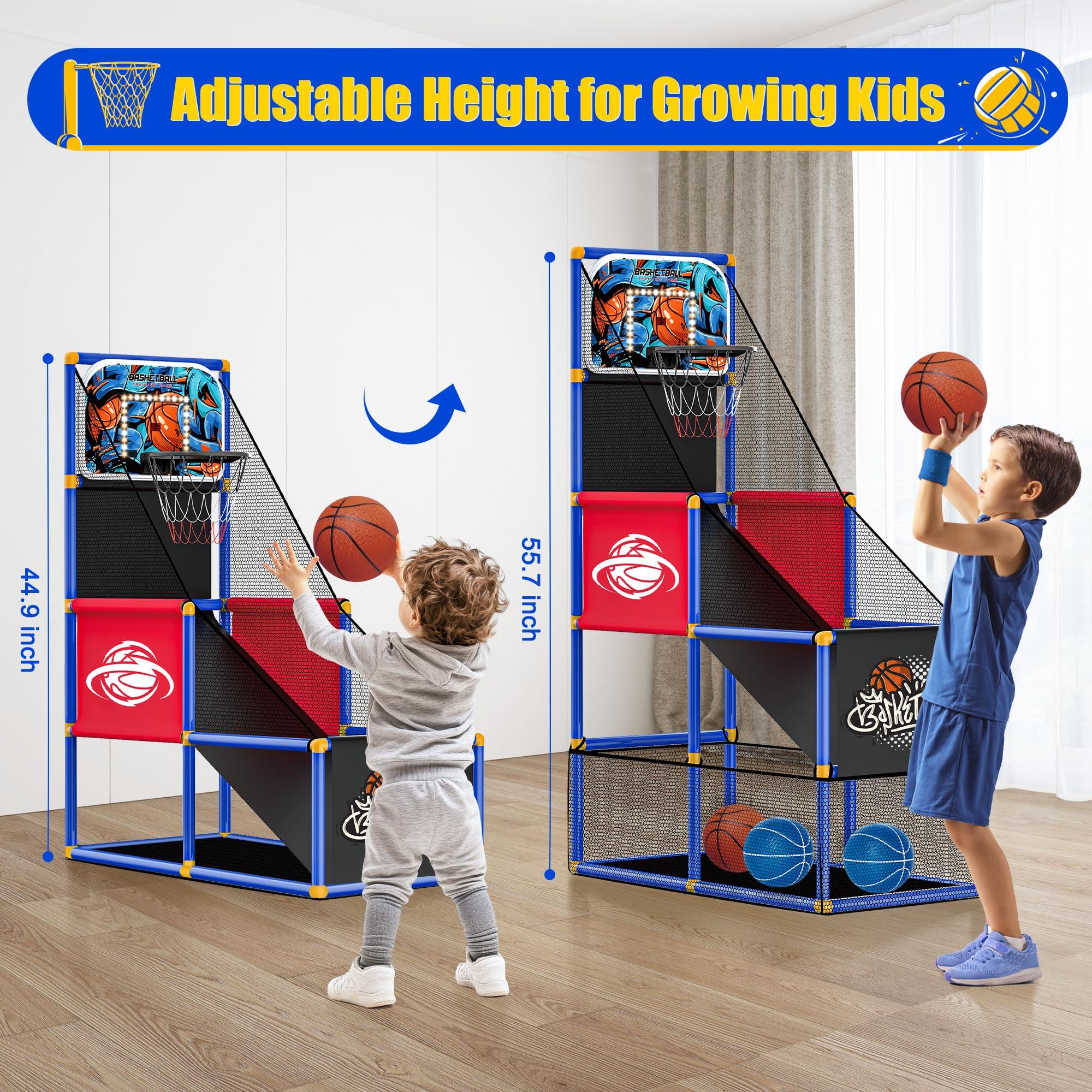 Kids Arcade Basketball Hoop with 4 Balls , Indoor Outdoor Single Shot Basketball Game for Toddler,Carnival Games Sport Toys Gifts for Boys Girls Ages 3-8 Years Old,Ideal for Competition,Pump Included - Image 2