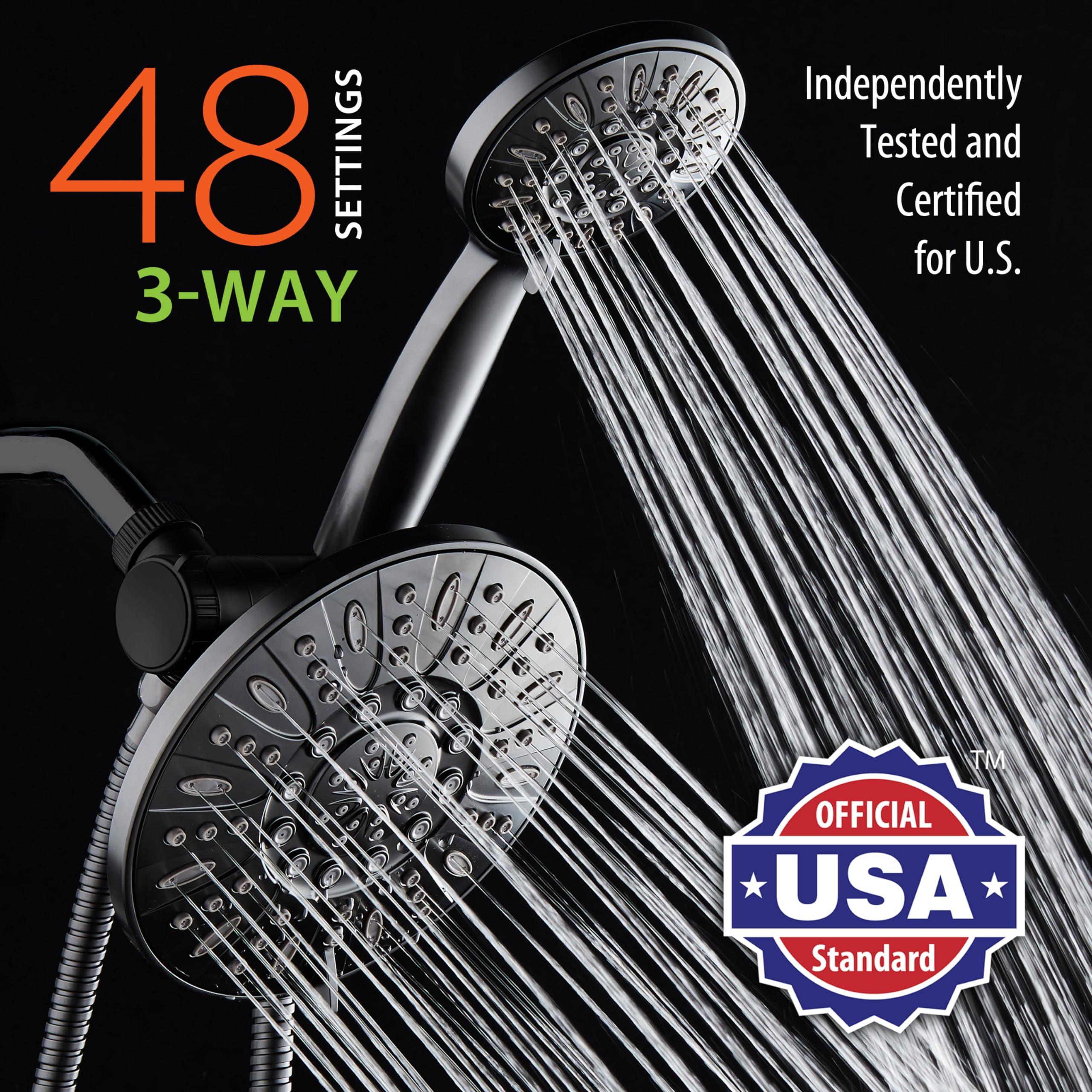 AquaDance 7" Premium High Pressure 3-Way Rainfall Combo for The Best of Both Worlds - Enjoy Luxurious Rain Showerhead and 6-Setting Hand Held Shower Separately or Together - Matte Black Finish - Image 2