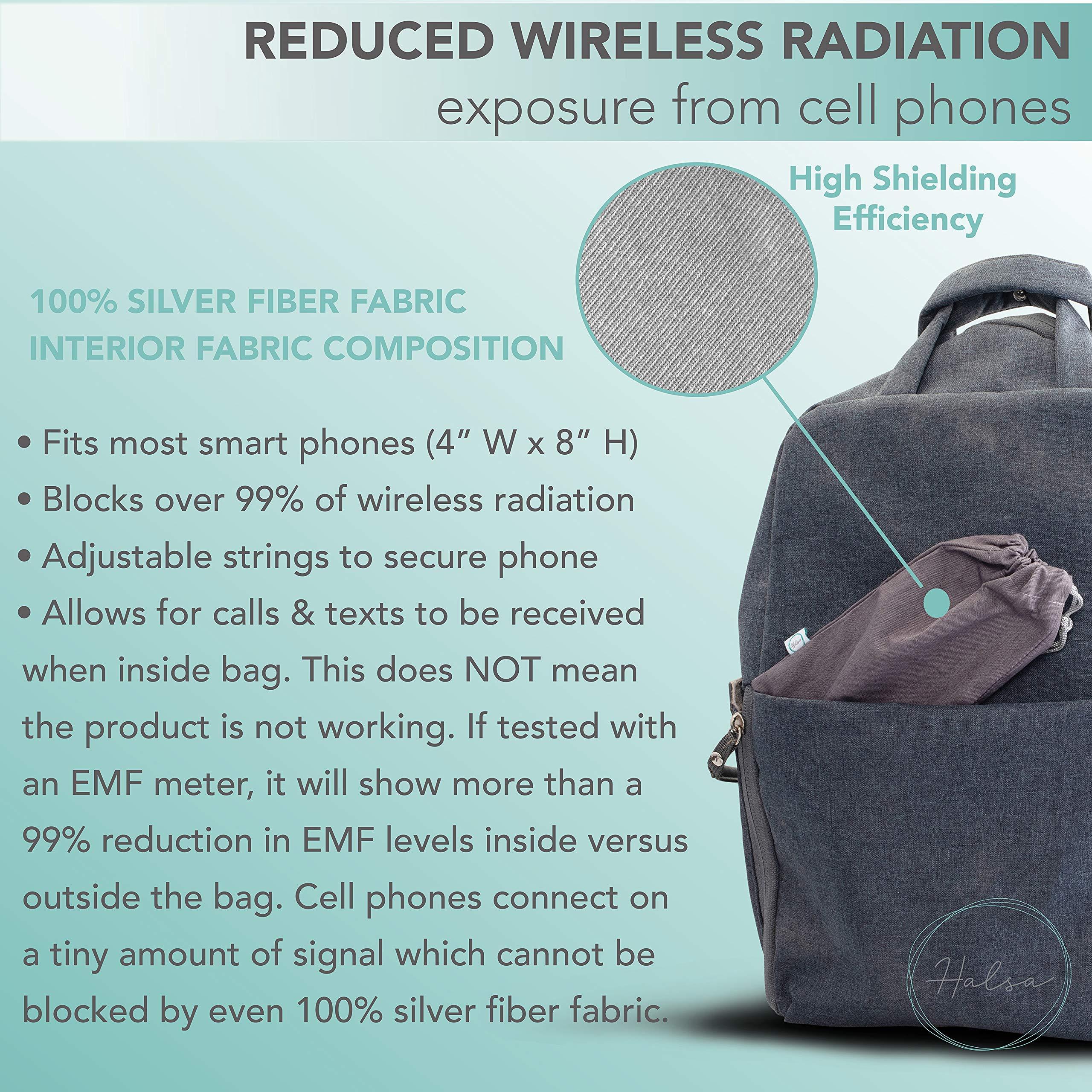 Halsa EMF Shield Sleeve for Cell Phone - Signal Blocking Anti-EMP Pouch - Smartphone Protection Case Against Radiation, EMF, 5G, RFID - Grey - 4x8 Inch Fits Most Phones - Image 6