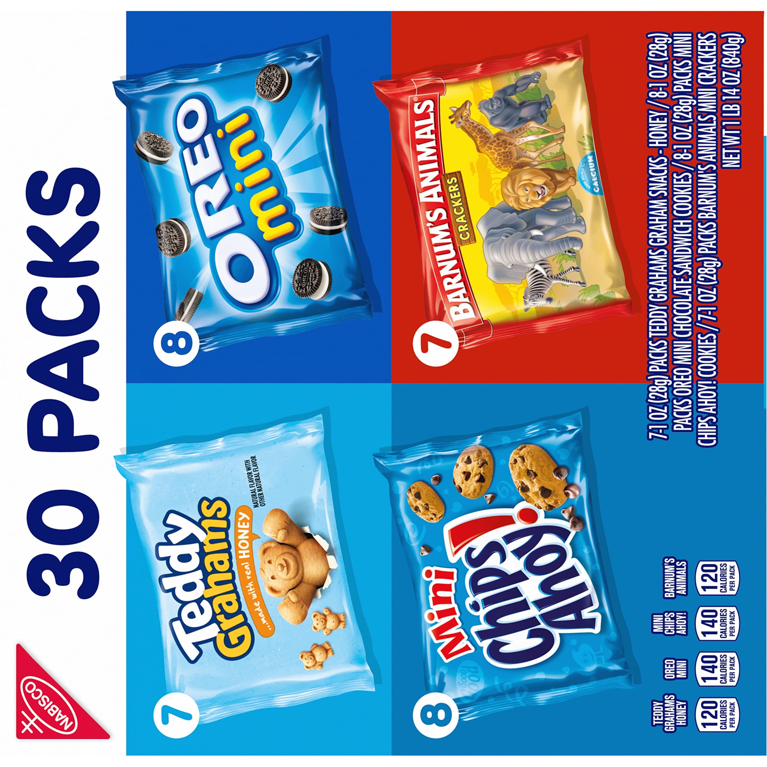 Nabisco Team Favorites Variety Pack, OREO Mini, CHIPS AHOY! Mini, Teddy Grahams Honey & Barnum's Animal Crackers, 30 Snack Packs - Image 12