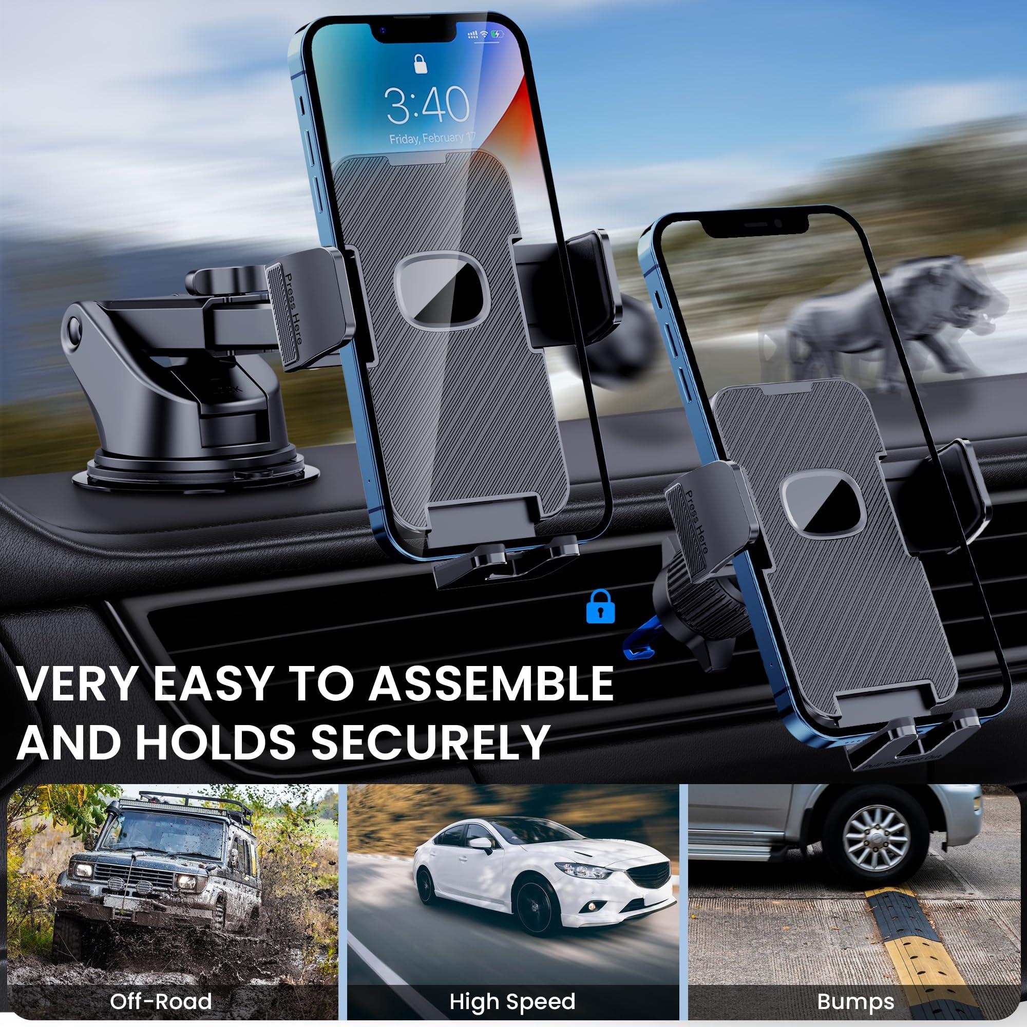 GUWEZ Phone Holder Car Mount for iPhone [Powerful Suction] Phone Mount for Car Dashboard Windshield Air Vent Universal Accessories [Thick Cases Friendly] Automobile Phone Holder Fit iPhone Smartphone - Image 5