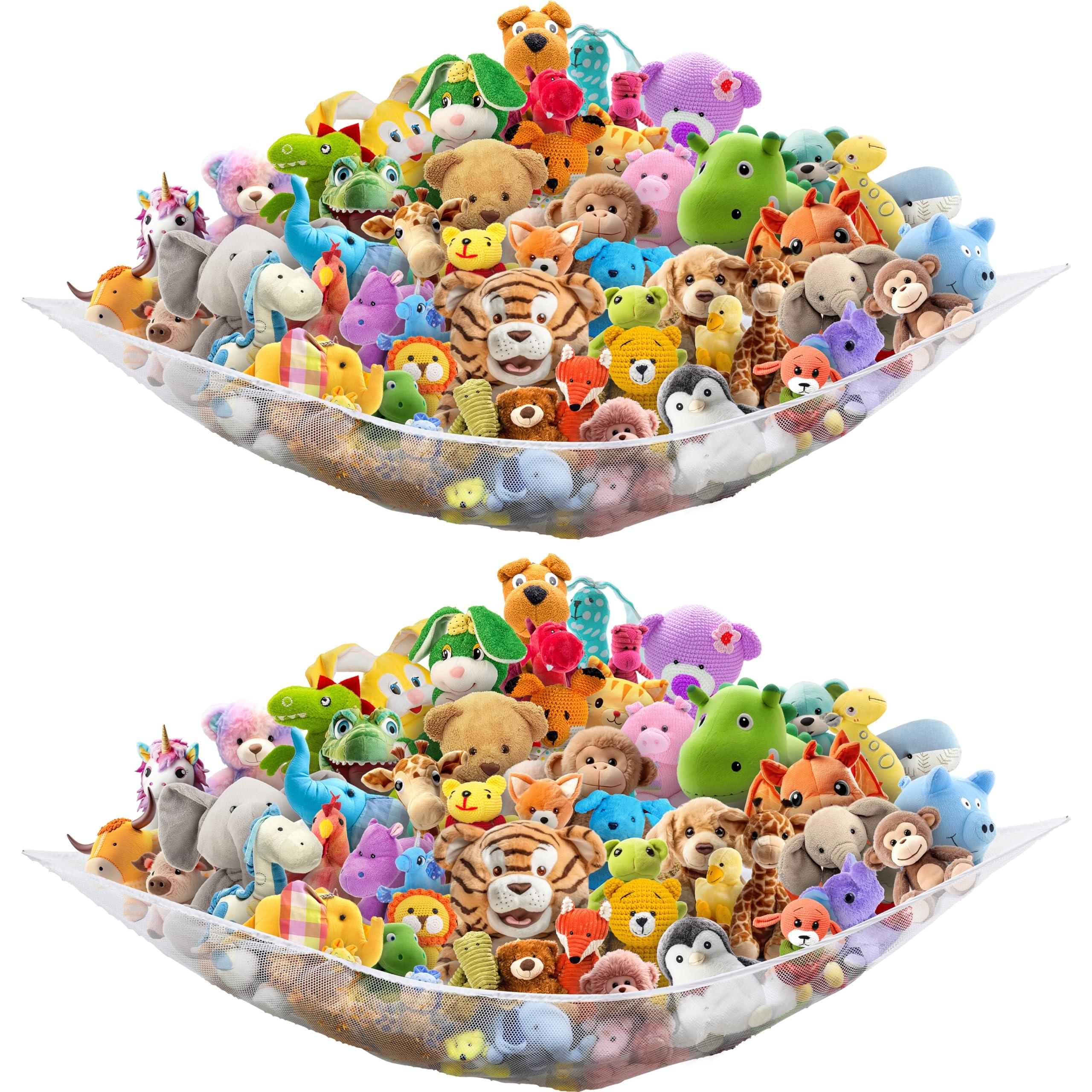 Simple Houseware 2 PK - Stuffed Animals Jumbo Toy Storage Hammock, White - Image 8