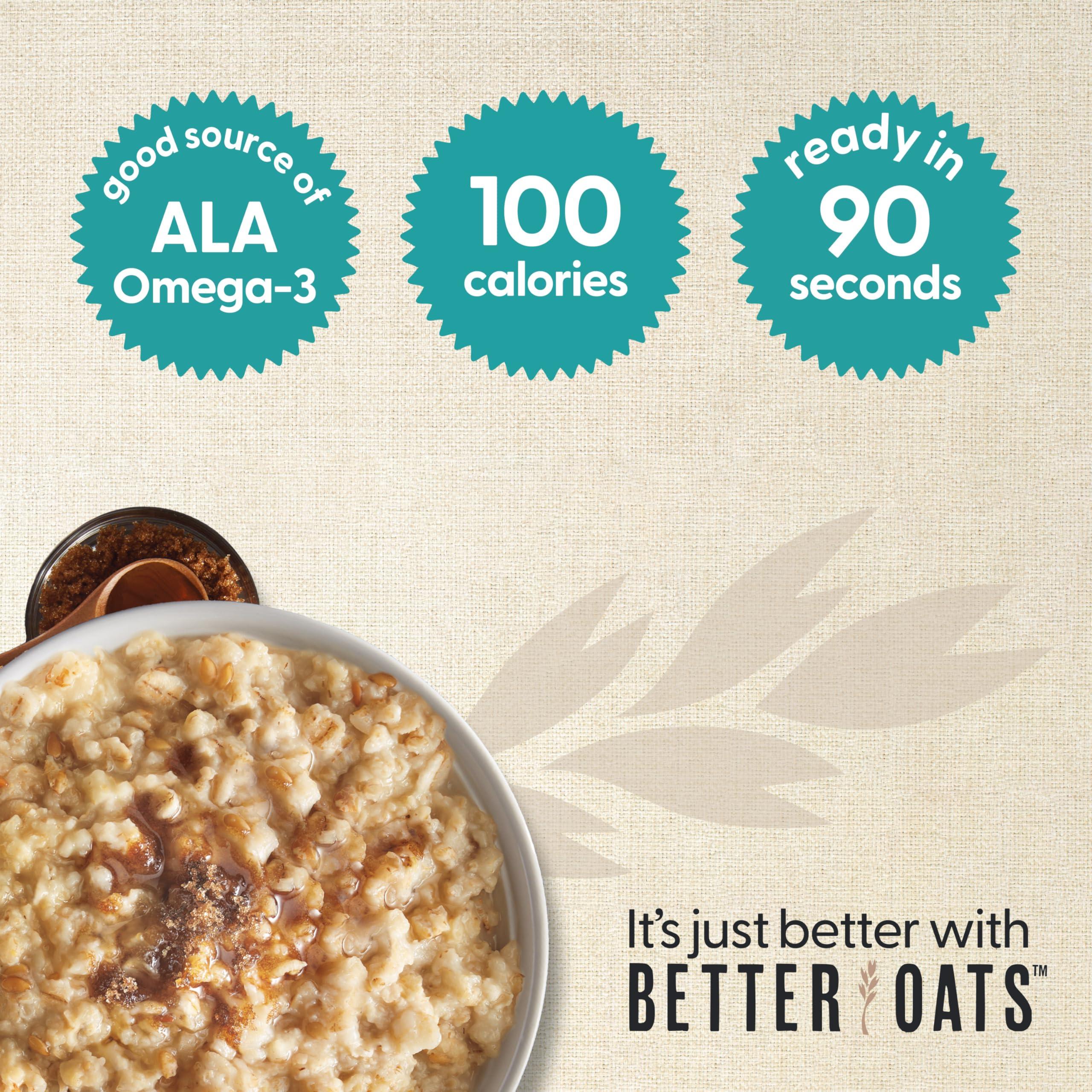 Better Oats 100 Calorie Apples and Cinnamon Oatmeal Packets, Instant Breakfast with Flax Seeds and Natural Apple-Cinnamon Flavor, Quick Cooking, Box of 10 Pouches (Pack of 6) - Image 4