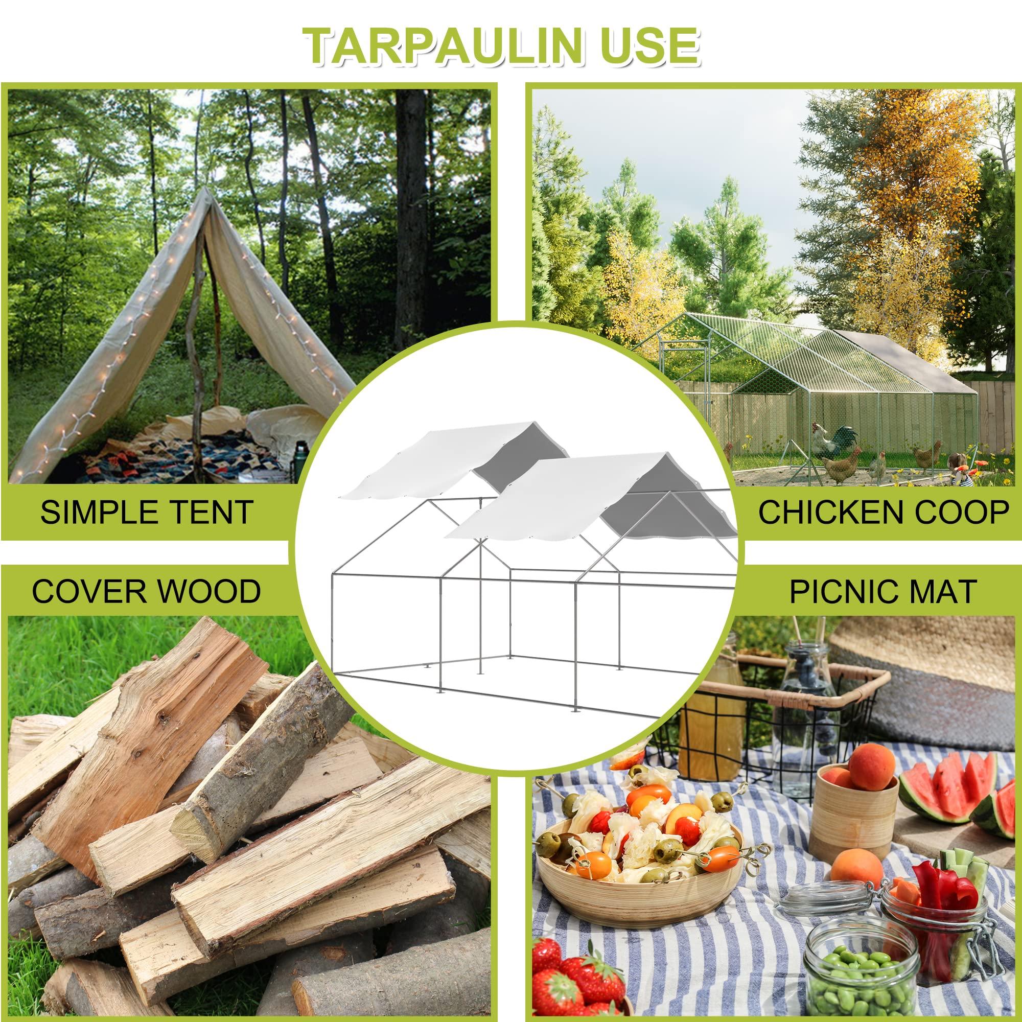 Outdoor Metal Chicken Coop Cover with 44 pcs Ball bungees Cords, for Large Walk-in Chicken Run Pen, Waterproof Cover, Fence Chicken Cages Cover, 11.38’Lx6.33’W (Only Cover,Frame not Include) 2 Pack. - Image 5