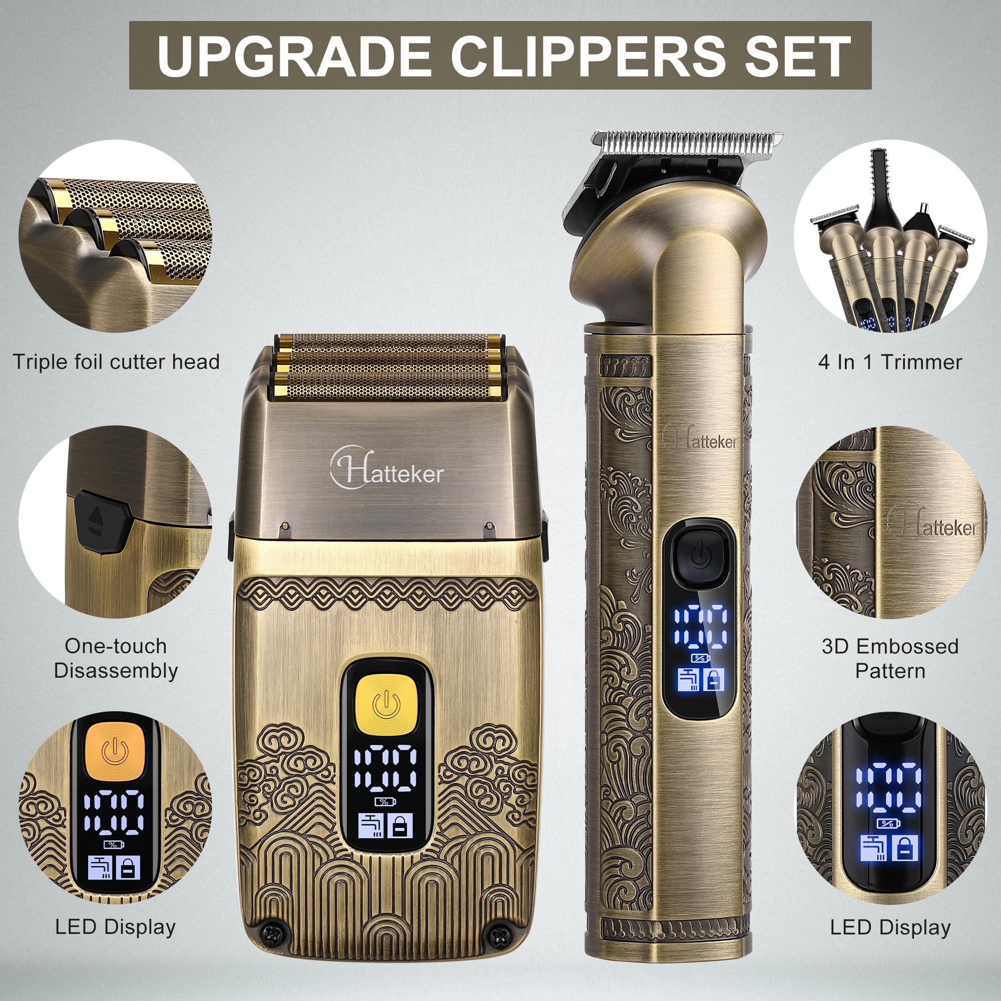 Hatteker Professional Hair Clipper Electric Razor Foil Shavers for Men Body Nose Ear Hair Grooming Kit with Triple Blades Cordless Waterproof - Image 3