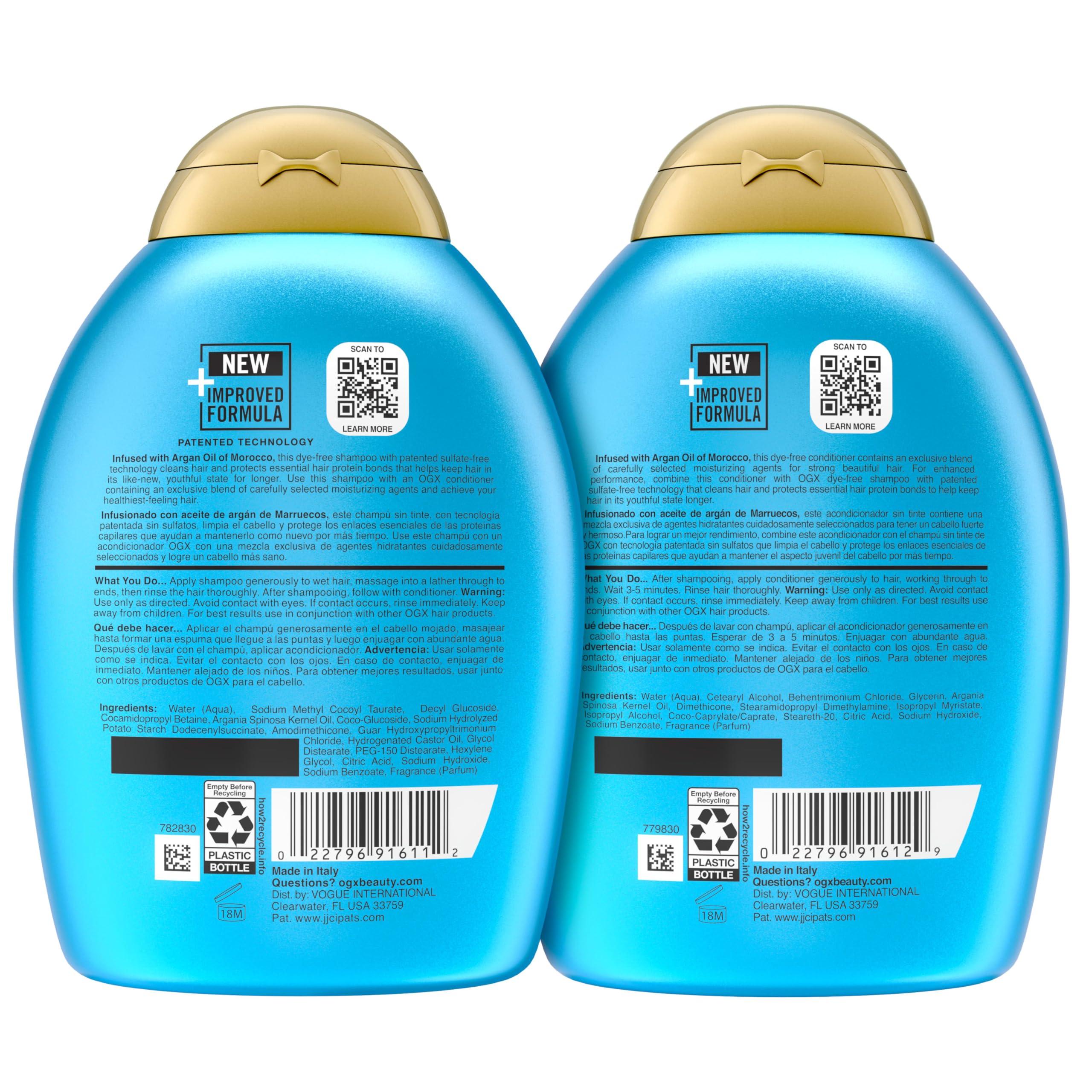 OGX Renewing + Argan Oil of Morocco Shampoo & Conditioner Set, Damage Repairing Shampoo & Conditioner Helps Strengthen & Repair Dry, Damaged Hair, Sulfate-Free Surfactants, 13 fl. Oz, 2 Pack - Image 6
