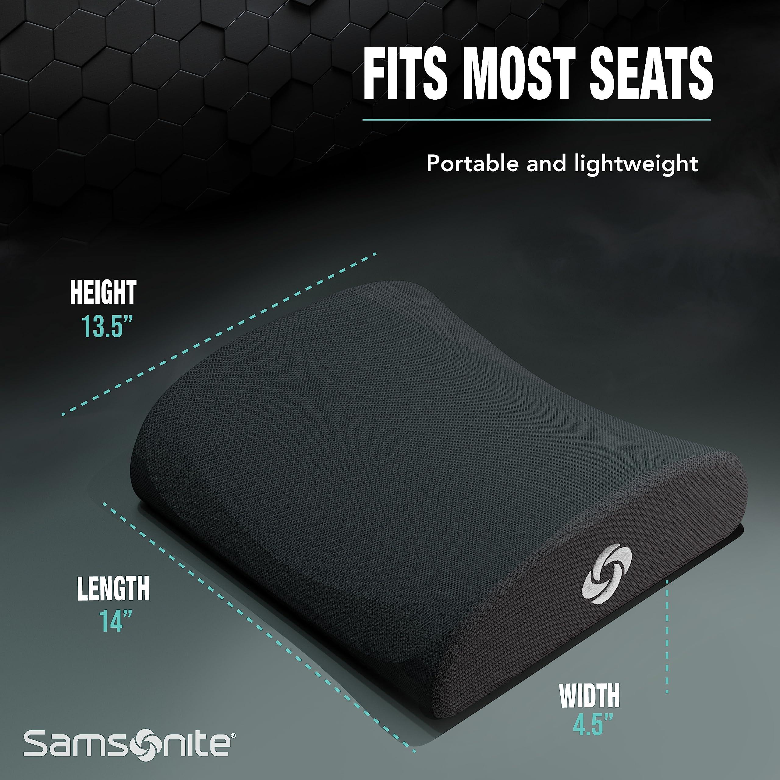 SAMSONITE Lumbar Support Pillow For Office Chair and Car Seat, Perfectly Balanced Memory Foam , Versatile Use Lower Back Cushion - Image 2