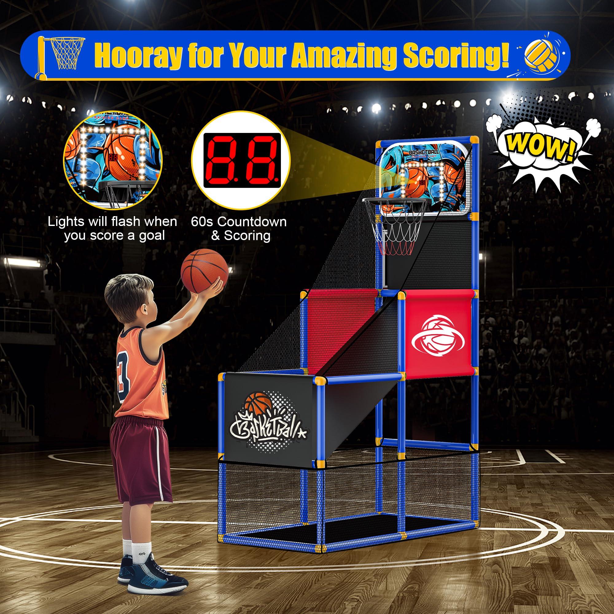 Kids Arcade Basketball Hoop with 4 Balls , Indoor Outdoor Single Shot Basketball Game for Toddler,Carnival Games Sport Toys Gifts for Boys Girls Ages 3-8 Years Old,Ideal for Competition,Pump Included - Image 3