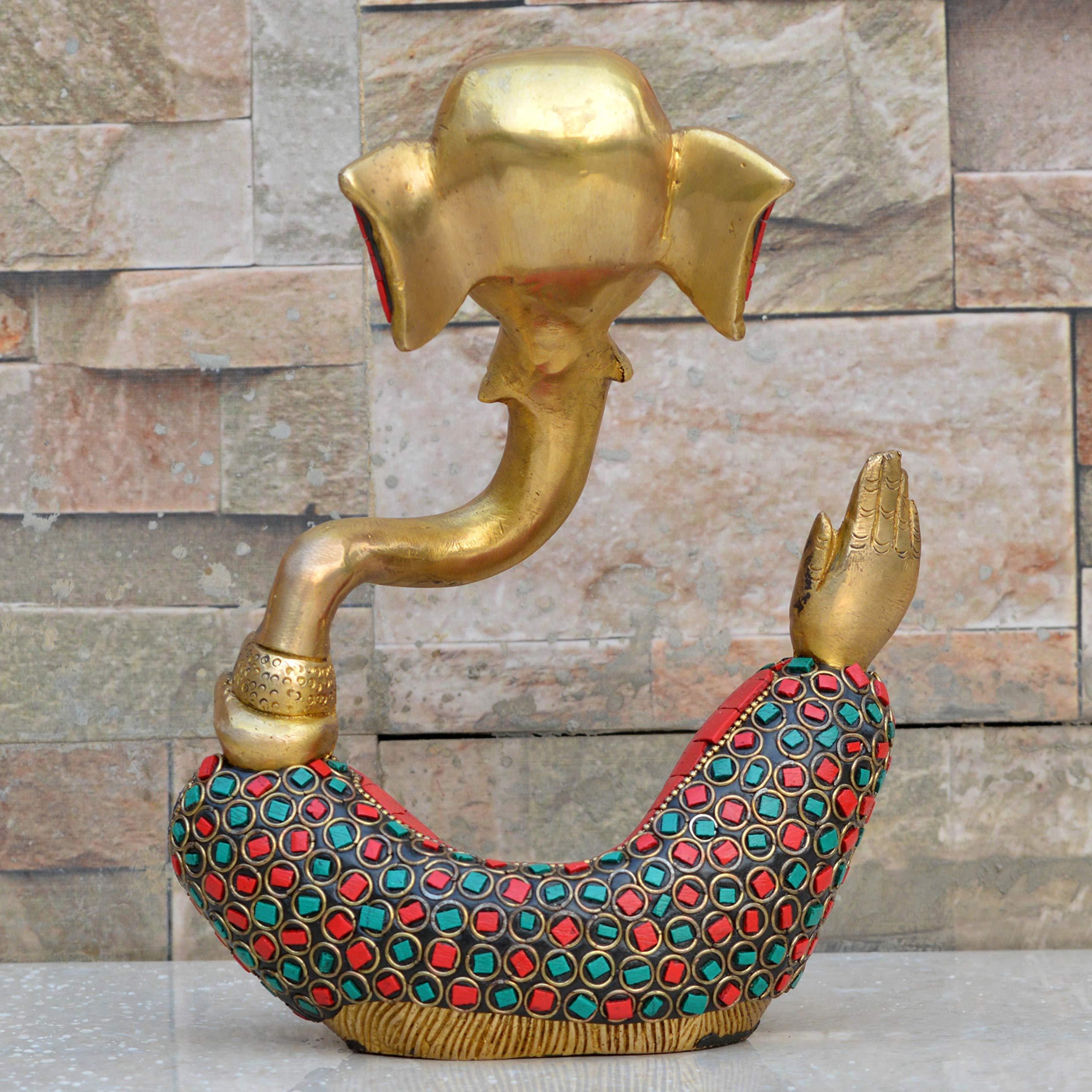 Ganesh with Decorative Work - Brass Modern Decorative Style God Ganpati Idol - Unique Gift and Home Decor showpiece - Image 5